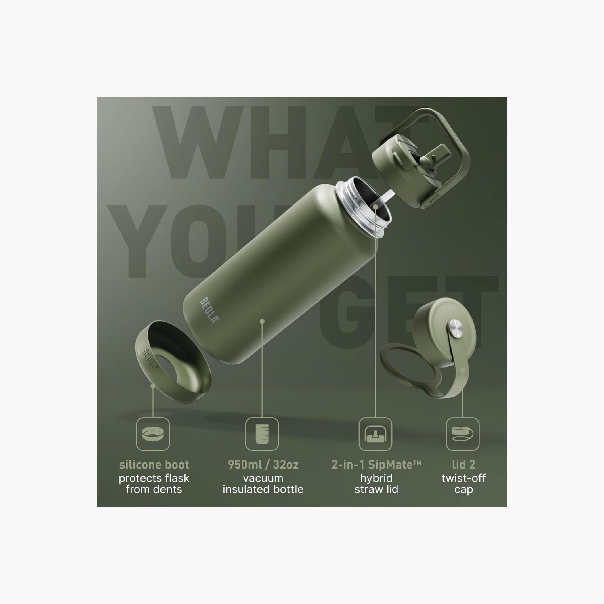 BEOLA Solid Vacuum Insulated Water Bottle - 950 ml-school-waterbottles-image-4