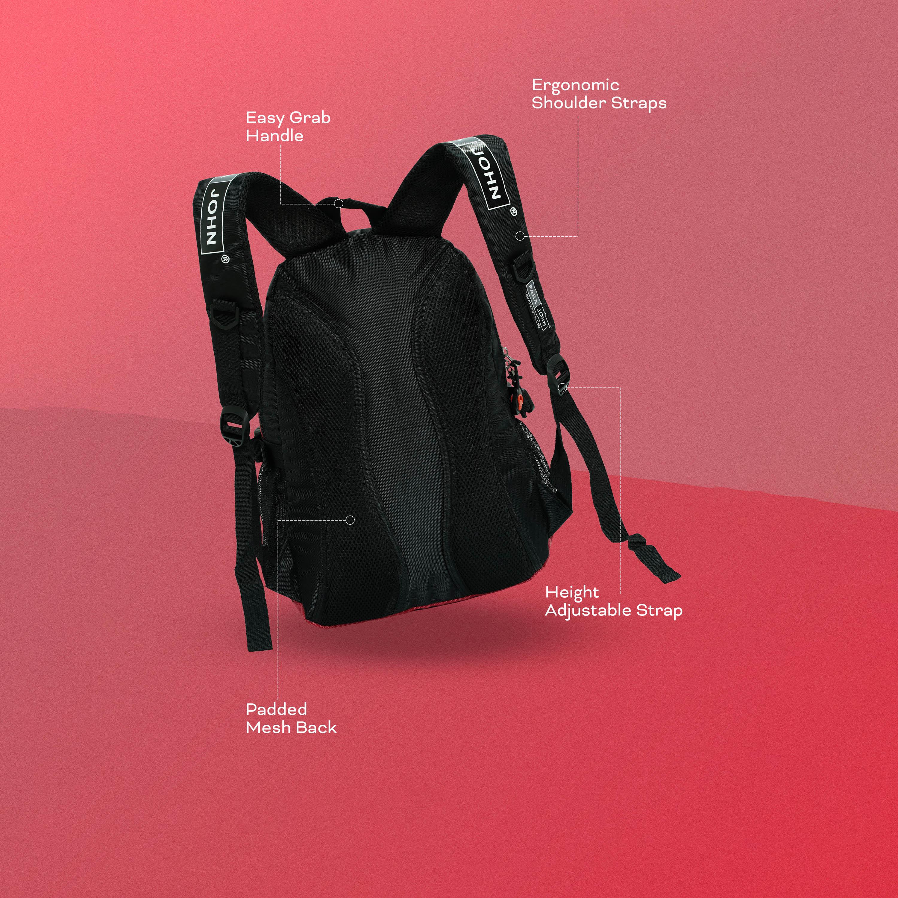 Para John 18 Inches Backpack, Nylon, Adjustable Shoulder Straps | PJSB6008A18-school-bagsandbackpacks-backpacks-image-11