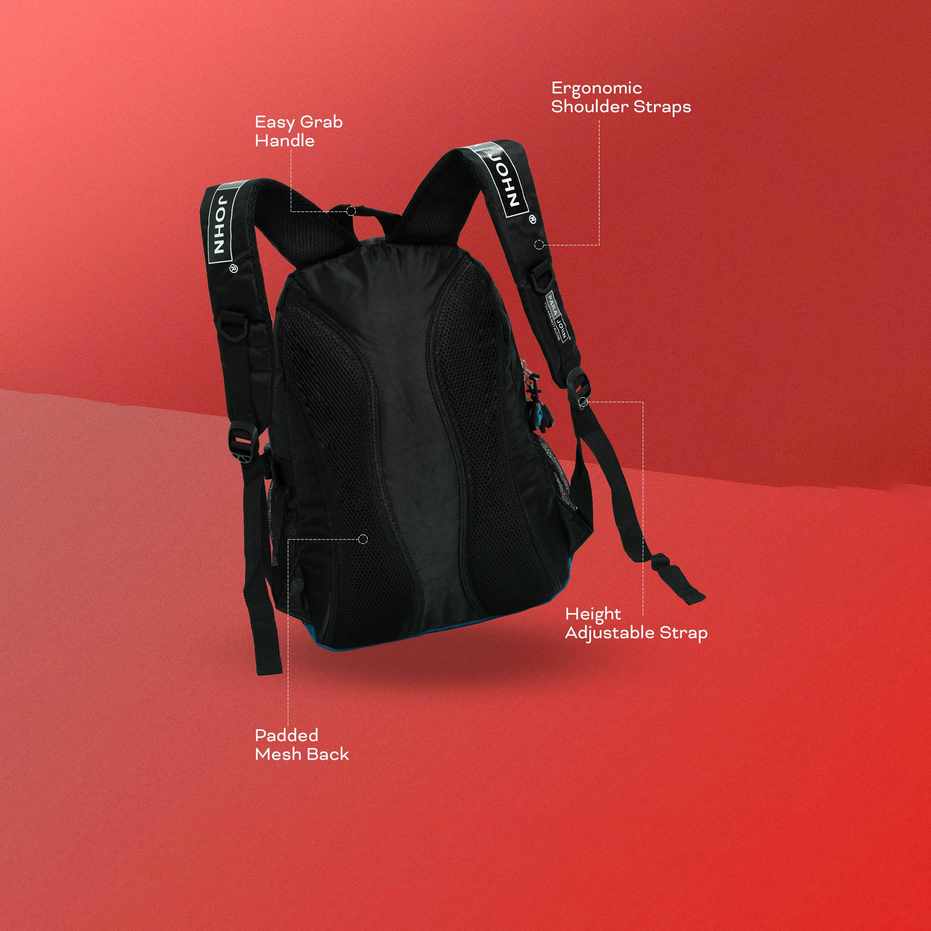 Para John 18 Inches Backpack, Nylon, Adjustable Shoulder Straps | PJSB6008A18-school-bagsandbackpacks-backpacks-image-17