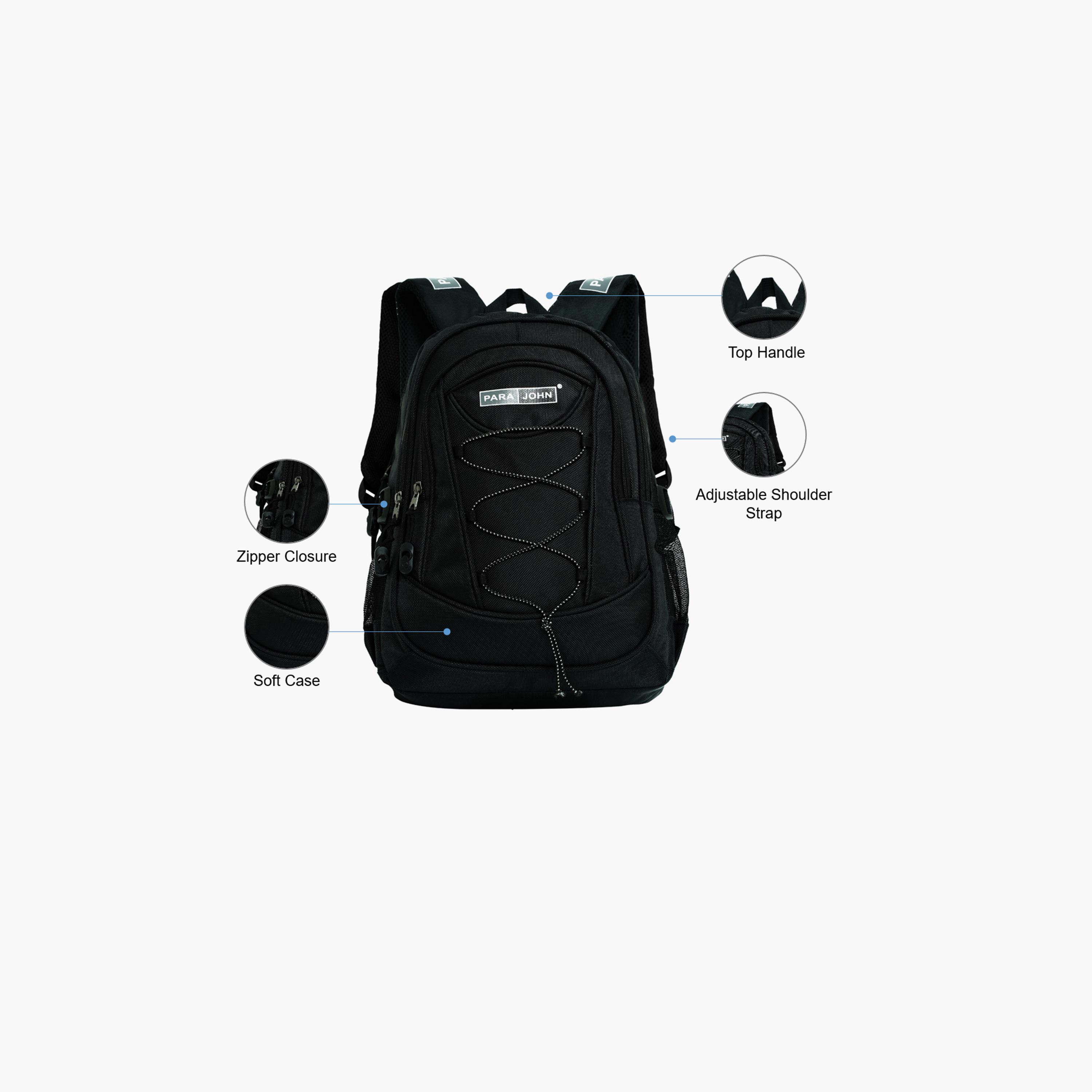 Para John 16 Inches Backpack, Nylon, Adjustable Shoulder Straps | PJSB6008A16-school-bagsandbackpacks-backpacks-image-3