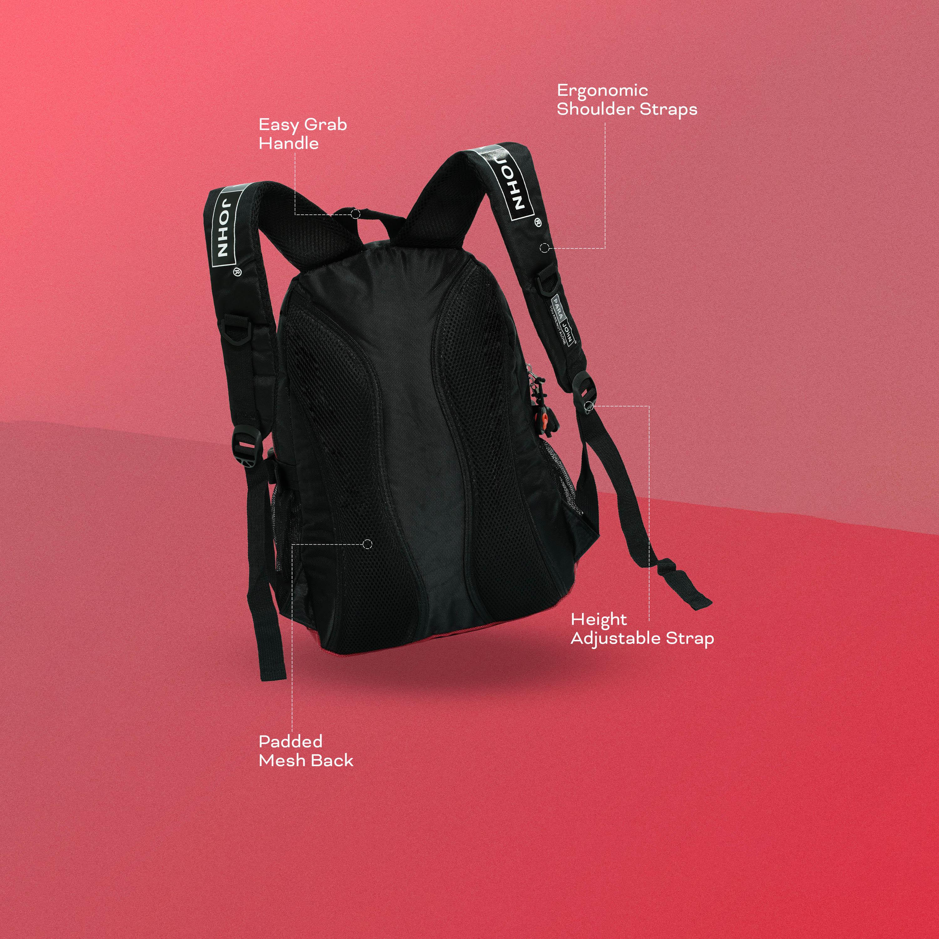 Para John 16 Inches Backpack, Nylon, Adjustable Shoulder Straps | PJSB6008A16-school-bagsandbackpacks-backpacks-image-11