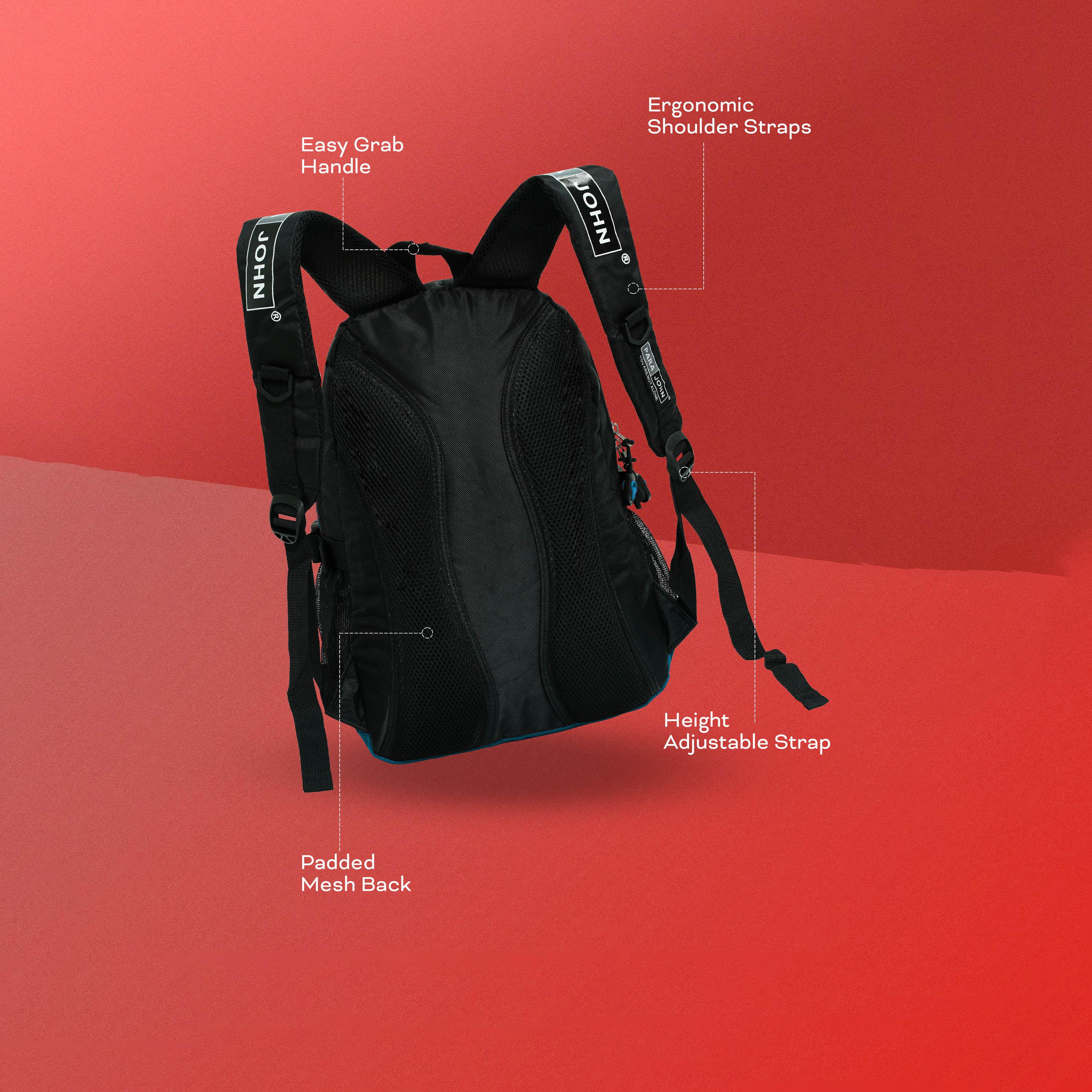 Para John 16 Inches Backpack, Nylon, Adjustable Shoulder Straps | PJSB6008A16-school-bagsandbackpacks-backpacks-image-17