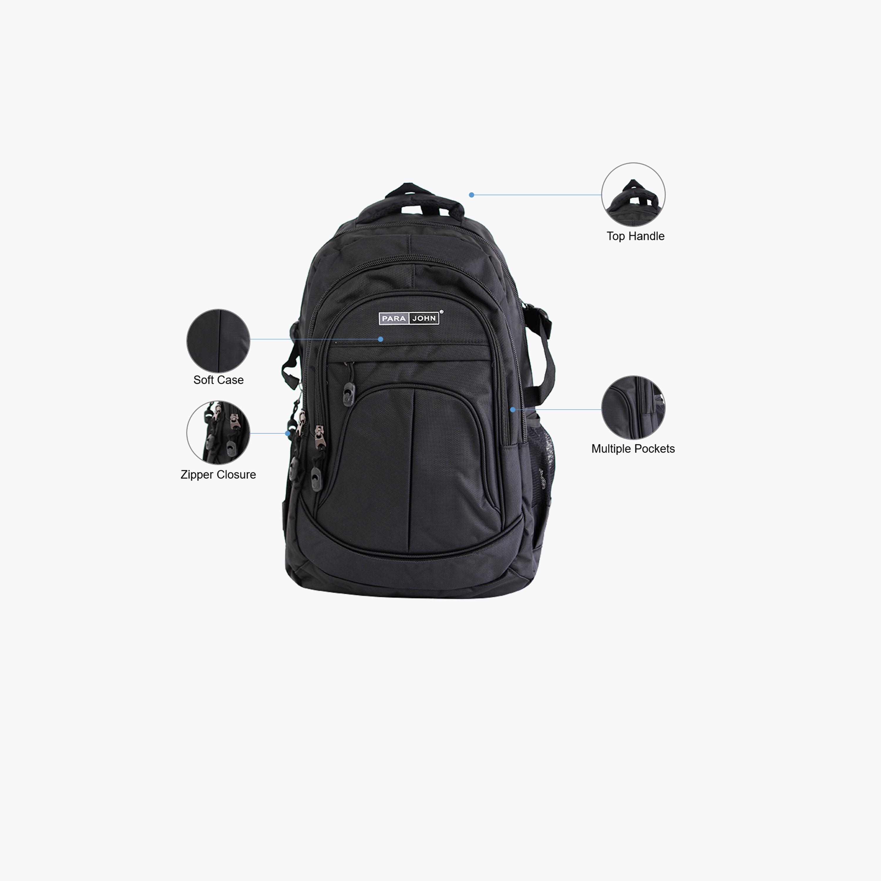 Para John 20 Inches Backpack, Nylon, Adjustable Shoulder Straps | PJSB6001A20-school-bagsandbackpacks-backpacks-image-3