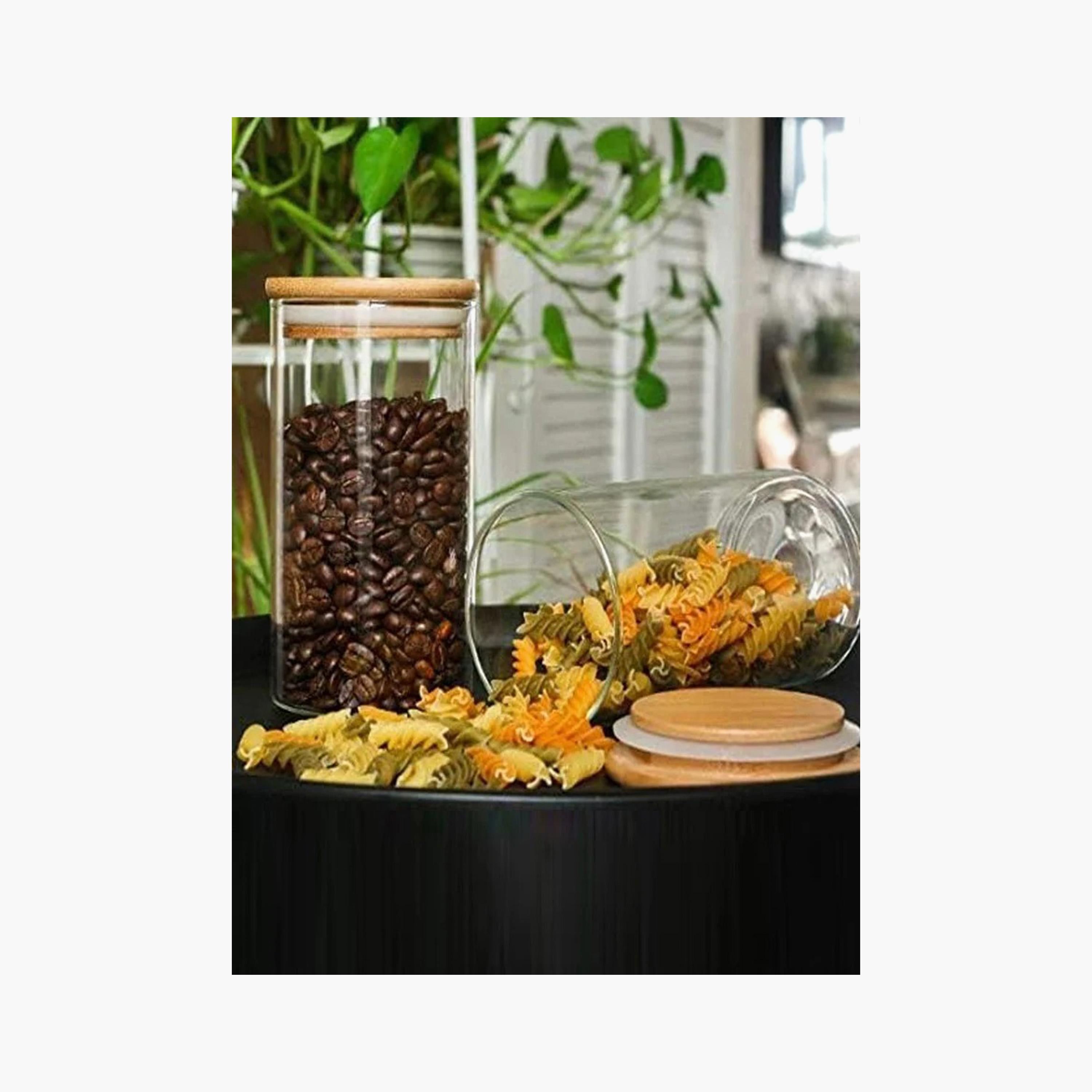 Borosilicate Glass 2-Piece Food Storage Jar with Bamboo Lid Set - 1.2 L-household-kitchen-foodstorage-canistersandjars-image-1