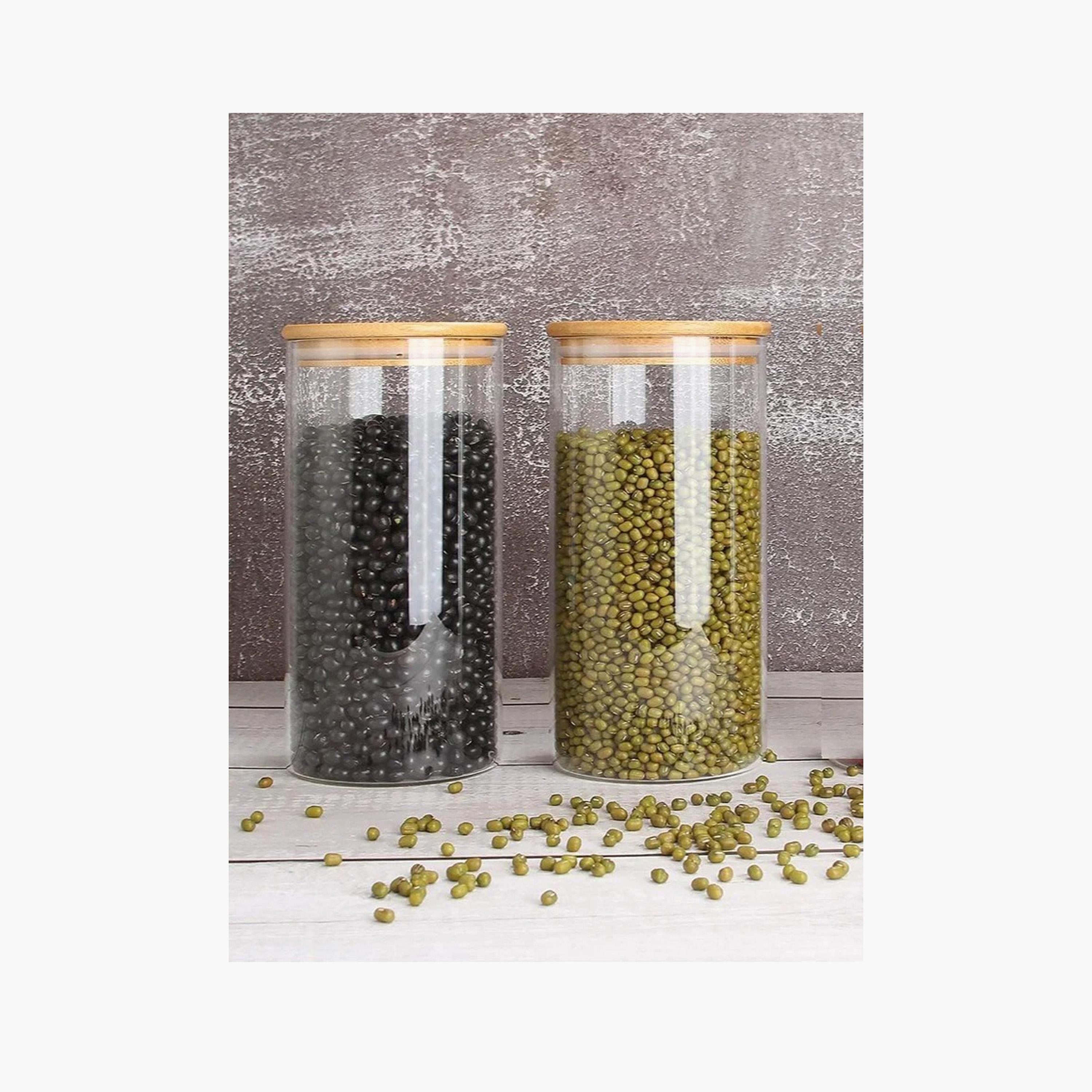Borosilicate Glass 2-Piece Food Storage Jar with Bamboo Lid Set - 1.2 L-household-kitchen-foodstorage-canistersandjars-image-2