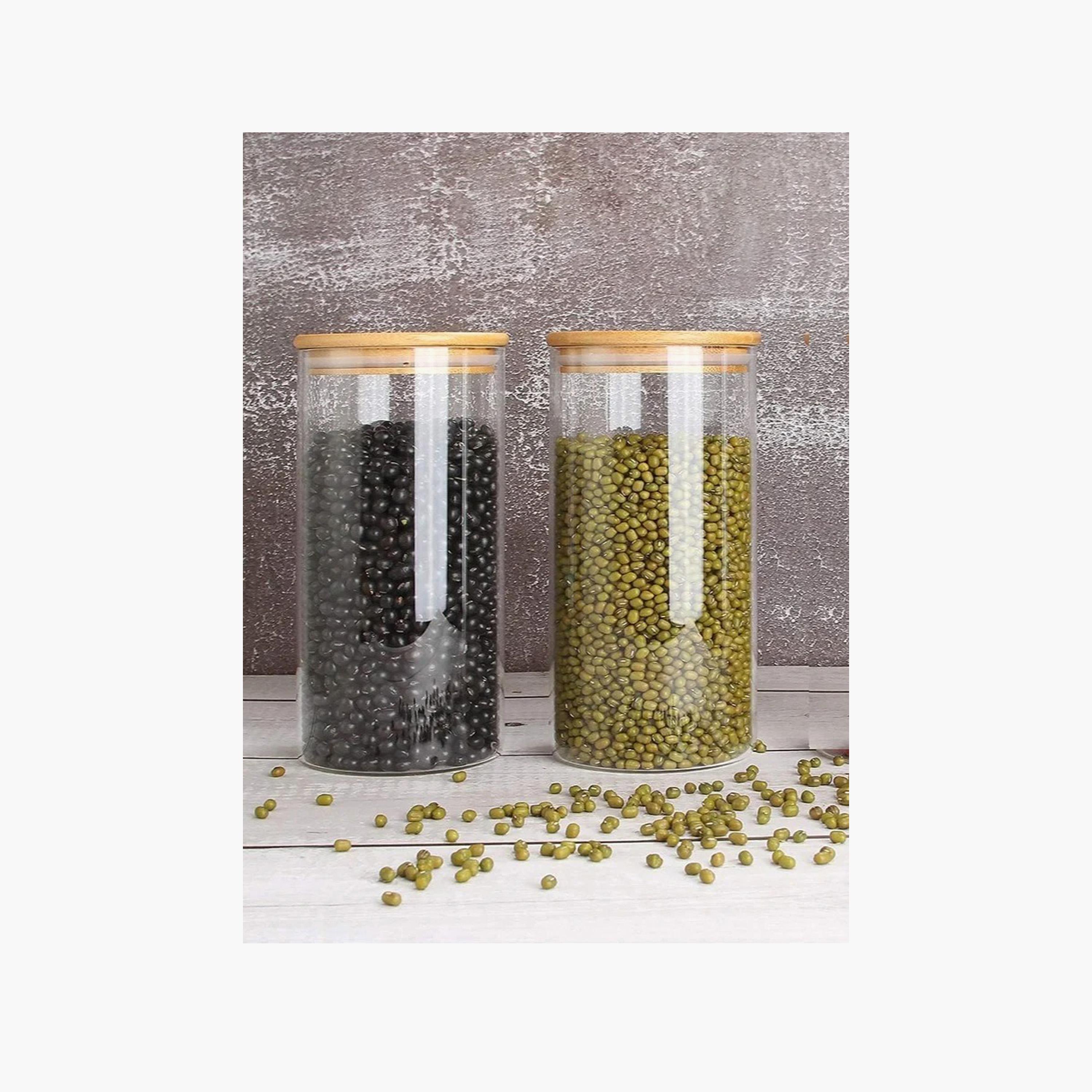 Borosilicate Glass 2-Piece Food Storage Jar with Bamboo Lid Set - 1.2 L-household-kitchen-foodstorage-canistersandjars-image-3