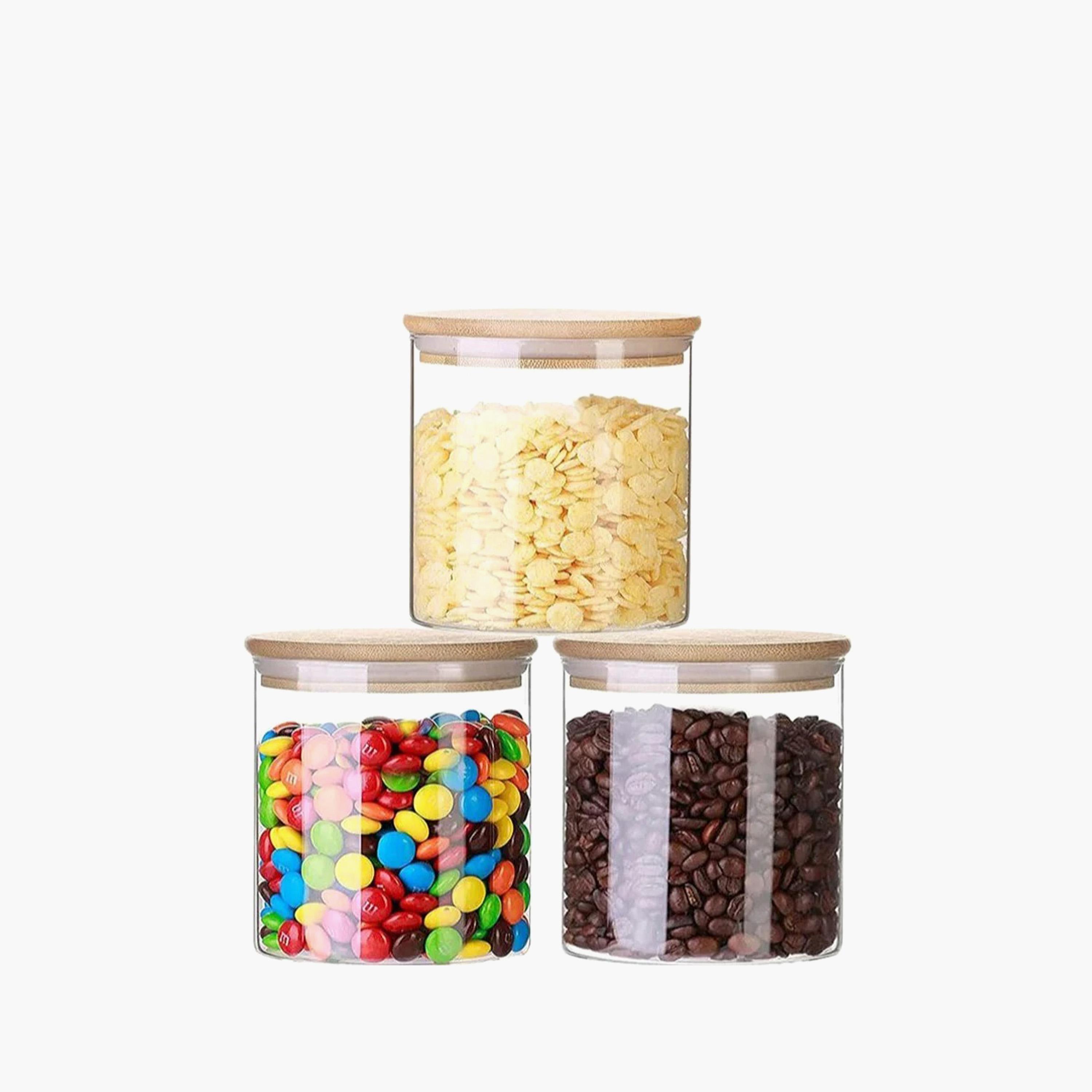 Borosilicate Glass 3-Piece Food Storage Jar with Bamboo Lid - 500 ml-household-kitchen-foodstorage-canistersandjars-image-1