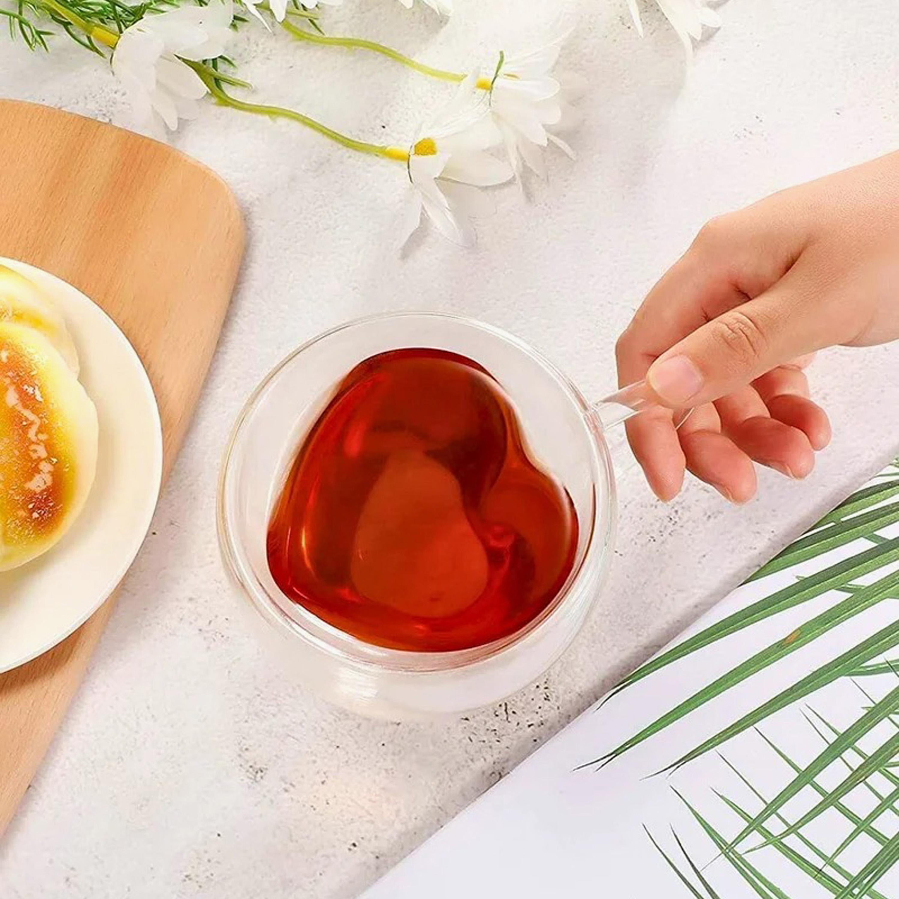 Heart Shaped Double Wall Glass Coffee Mug with Handle - 250 ml-household-dining-teaandcoffee-mugsandcups-image-1