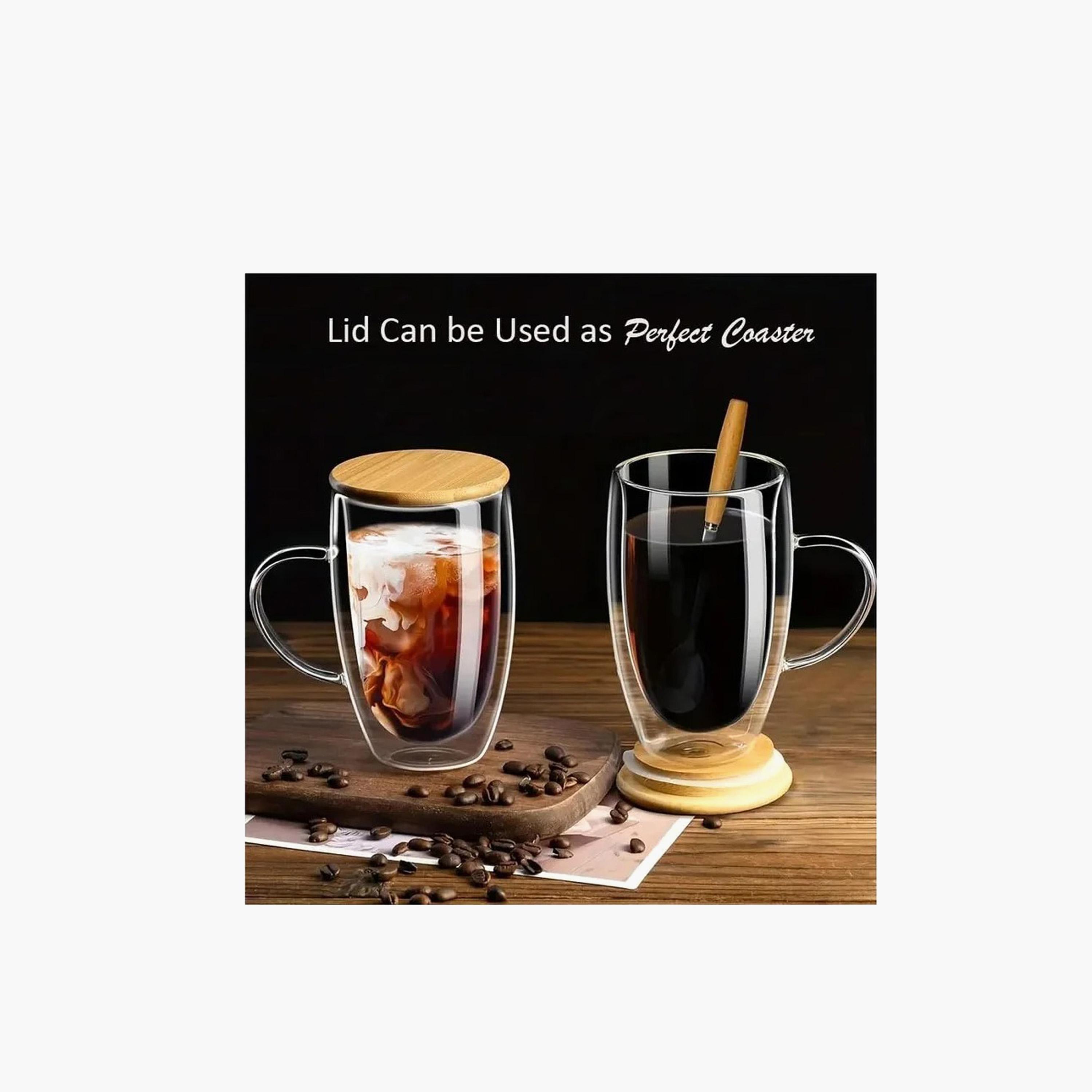 Double Wall 2-Piece Glass Coffee Cup with Handle and with Bamboo Lid Set - 450 ml-household-dining-teaandcoffee-mugsandcups-image-3