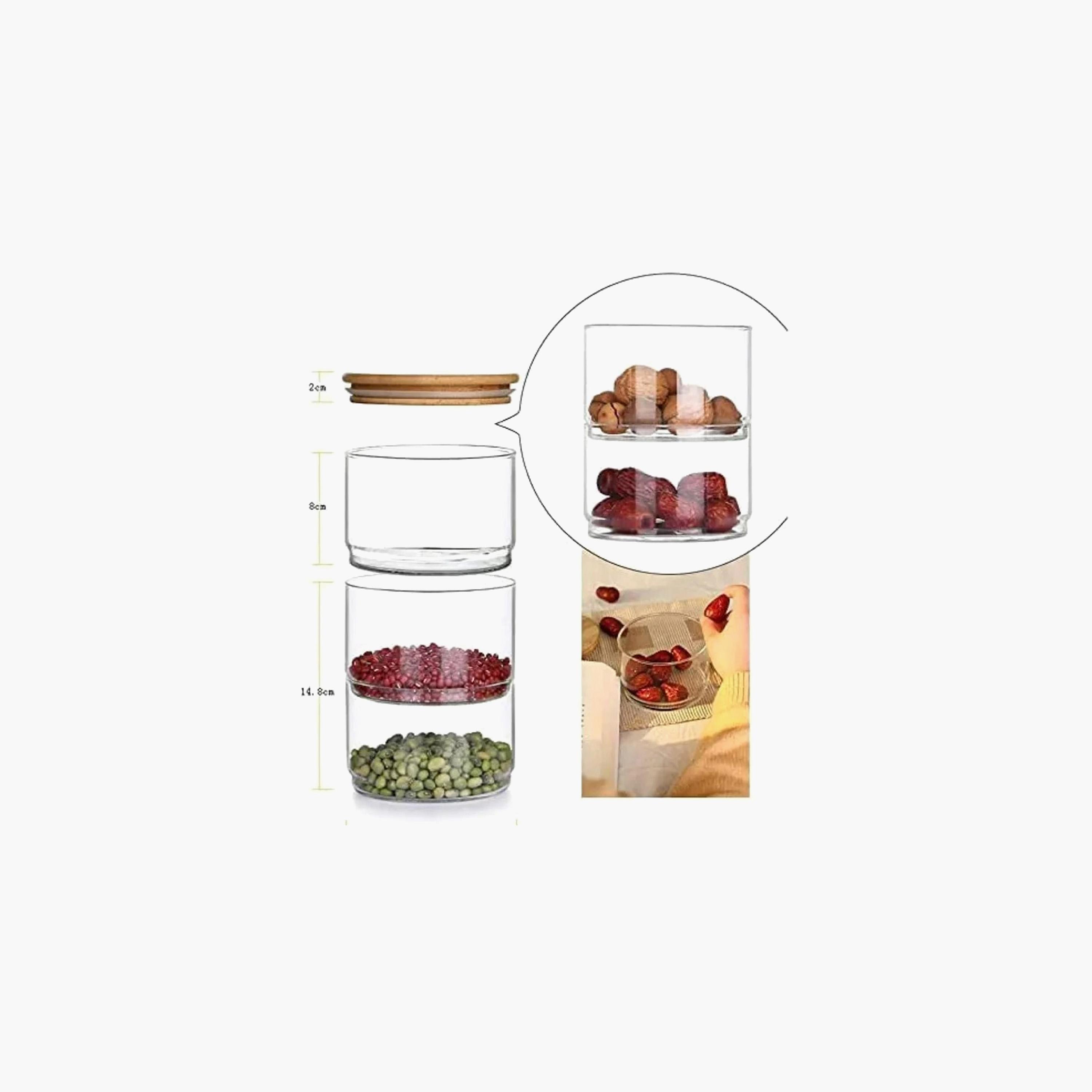 Borosilicate Glass 3-Tier Food Storage Jar with Airtight Bamboo Lid-household-kitchen-foodstorage-canistersandjars-image-4