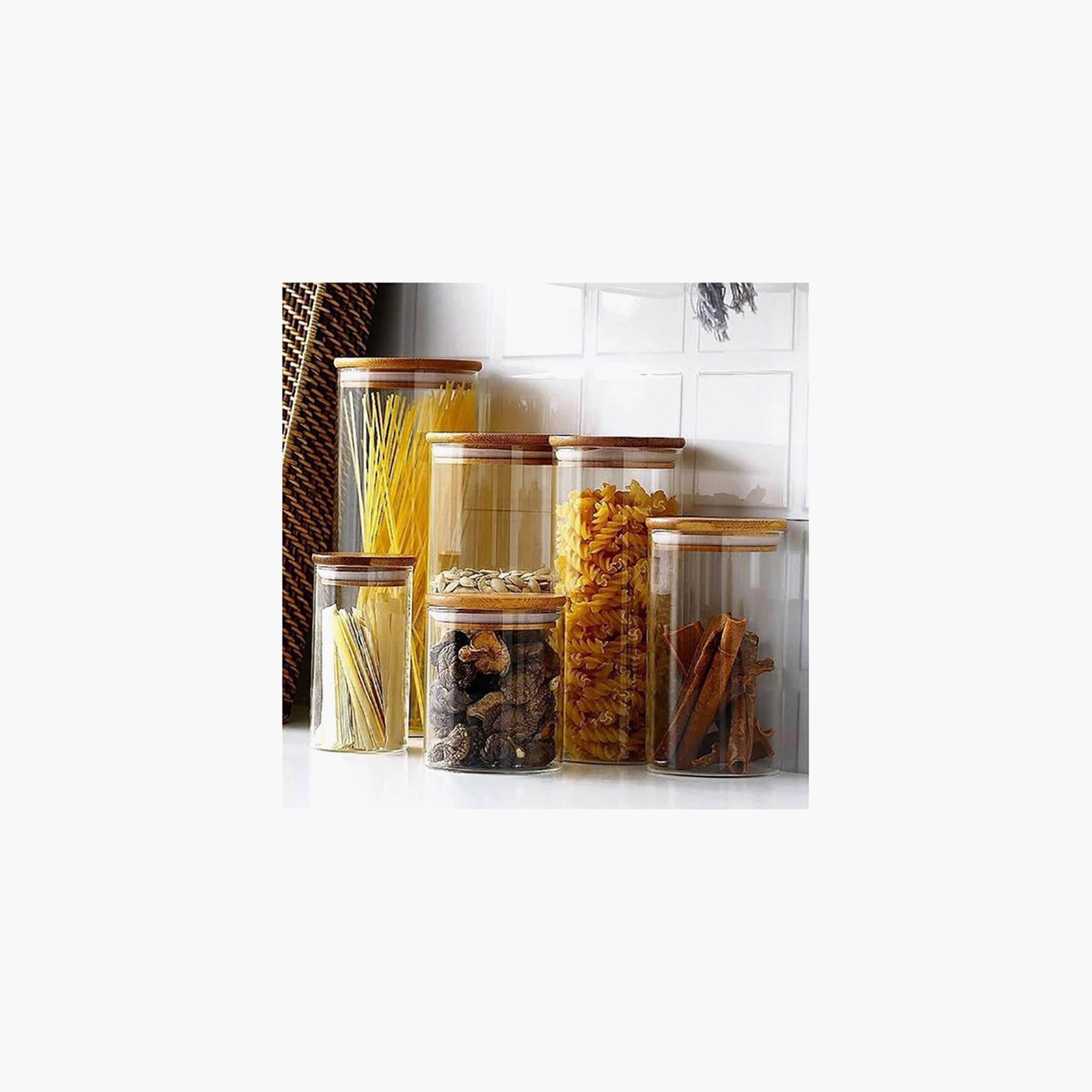Borosilicate Glass 4-Piece  Storage Jar with Bamboo Lid Set - 1.1 L-household-kitchen-foodstorage-canistersandjars-image-4