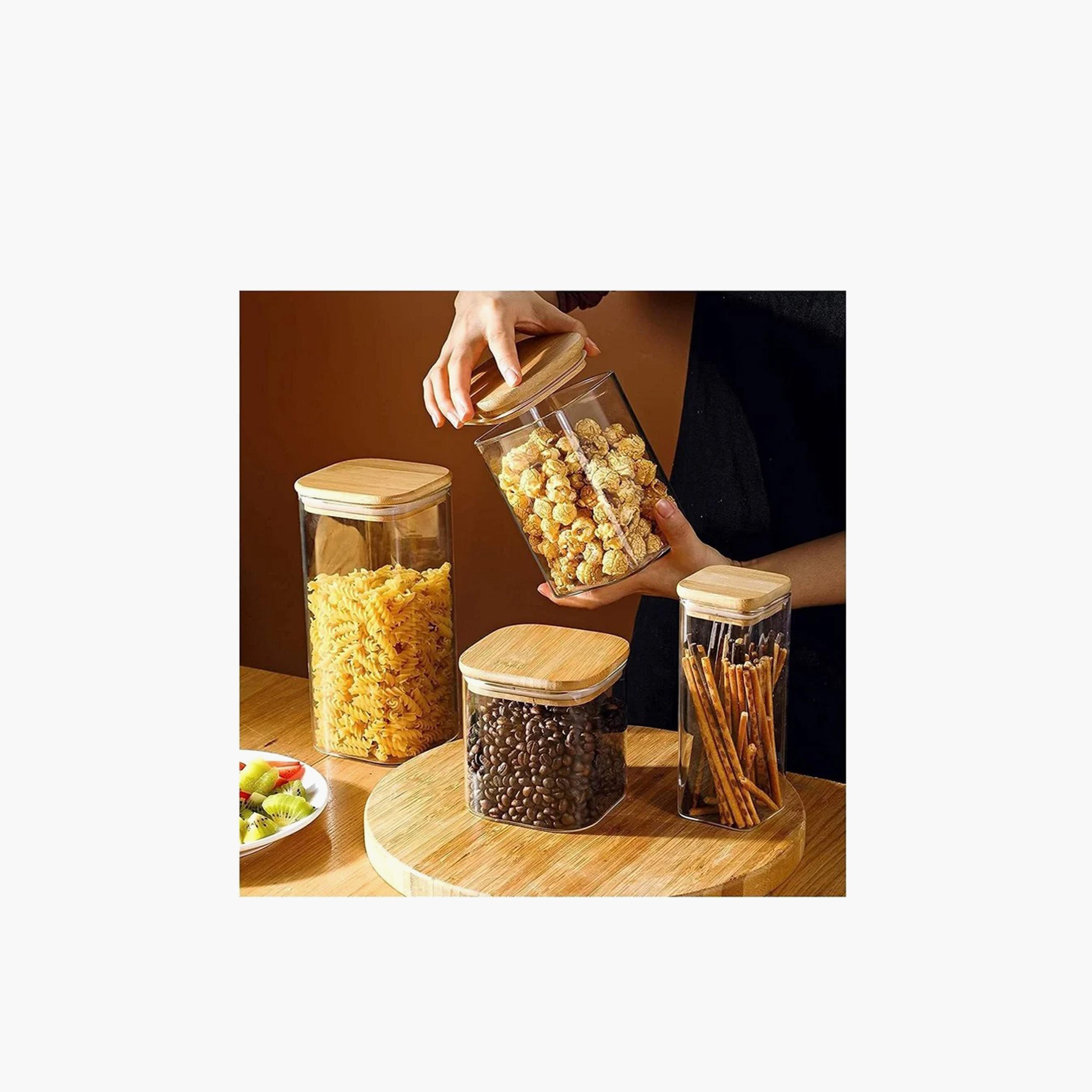 Borosilicate Glass 3-Piece Storage Jar with Bamboo Lid - 1.5 L-household-kitchen-foodstorage-canistersandjars-image-3