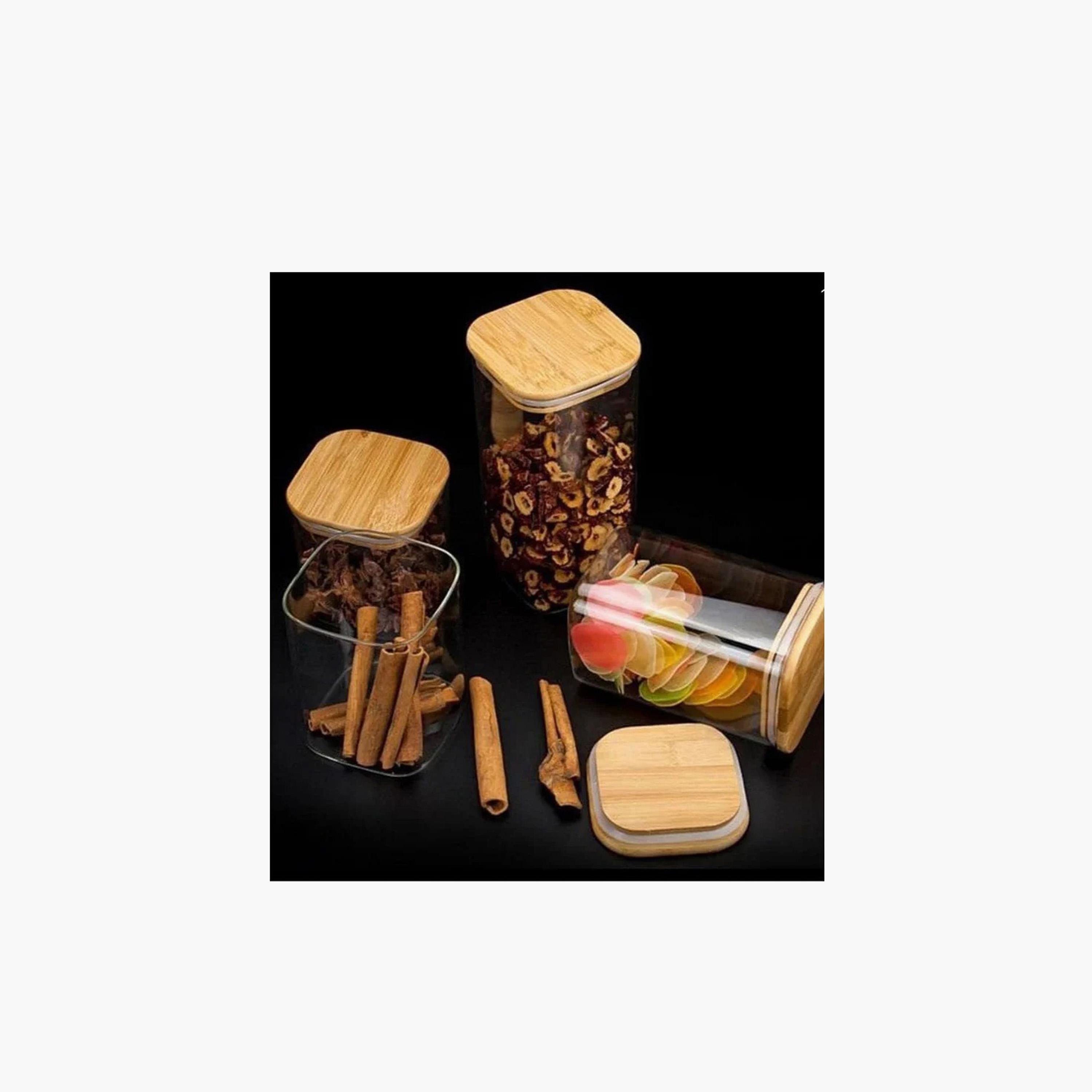 Borosilicate Glass 3-Piece Storage Jar with Bamboo Lid - 1.5 L-household-kitchen-foodstorage-canistersandjars-image-4