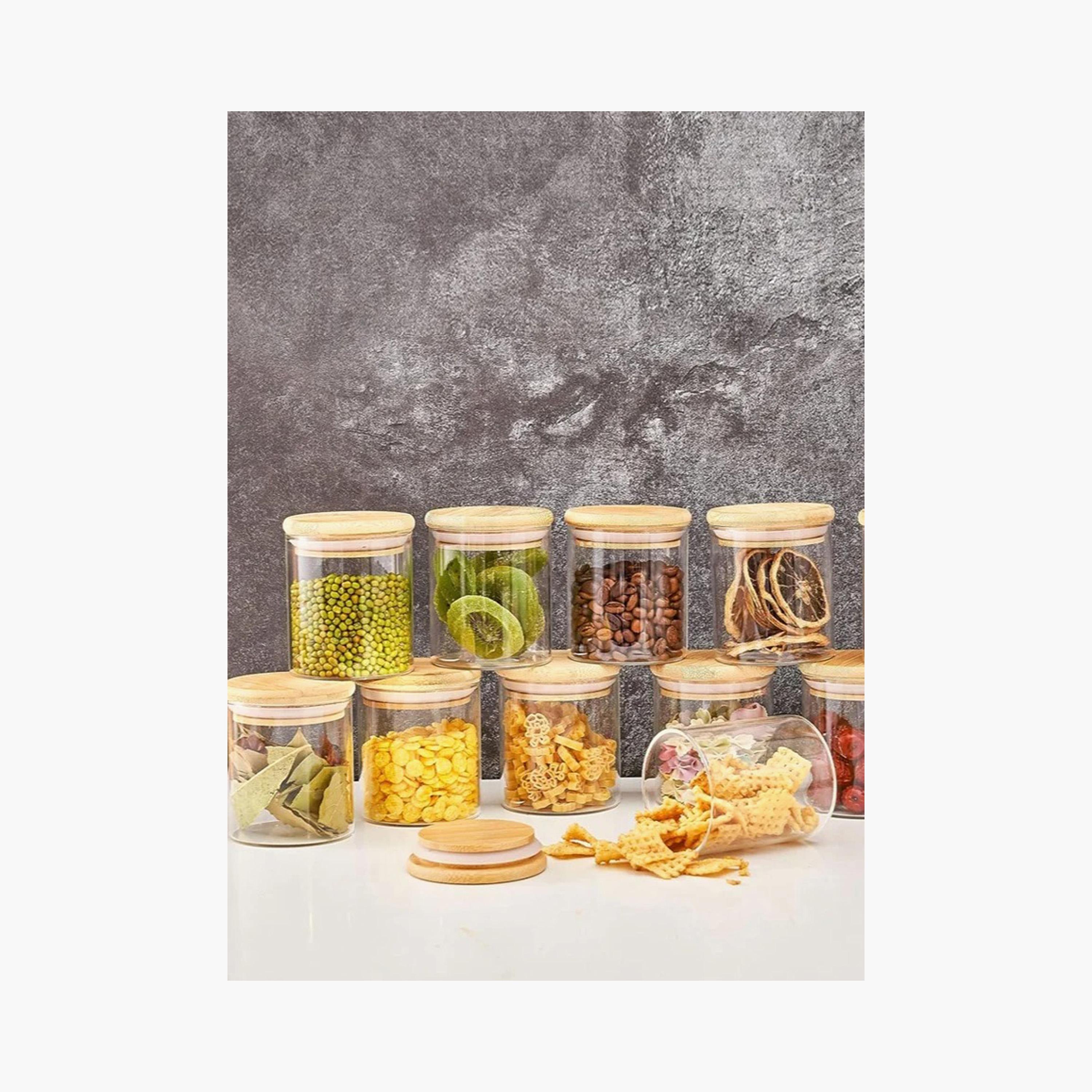 Borosilicate Glass 10-Piece Spice Jar with Bamboo Lid Set - 180 ml-household-kitchen-foodstorage-spiceracksandjars-image-1
