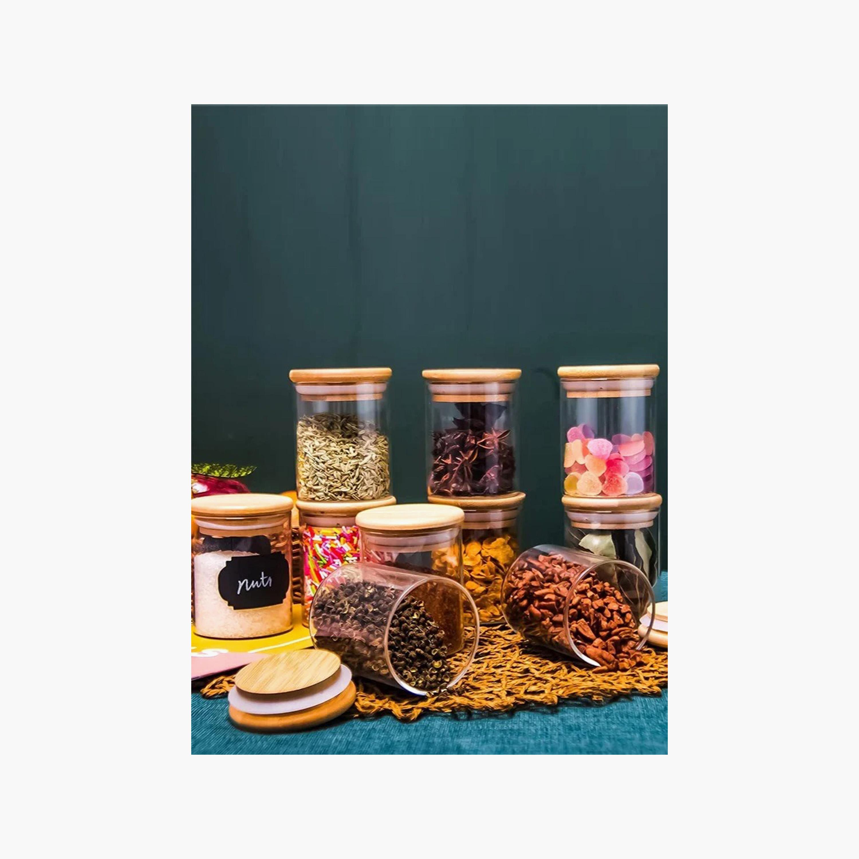 Borosilicate Glass 10-Piece Spice Jar with Bamboo Lid Set - 180 ml-household-kitchen-foodstorage-spiceracksandjars-image-3