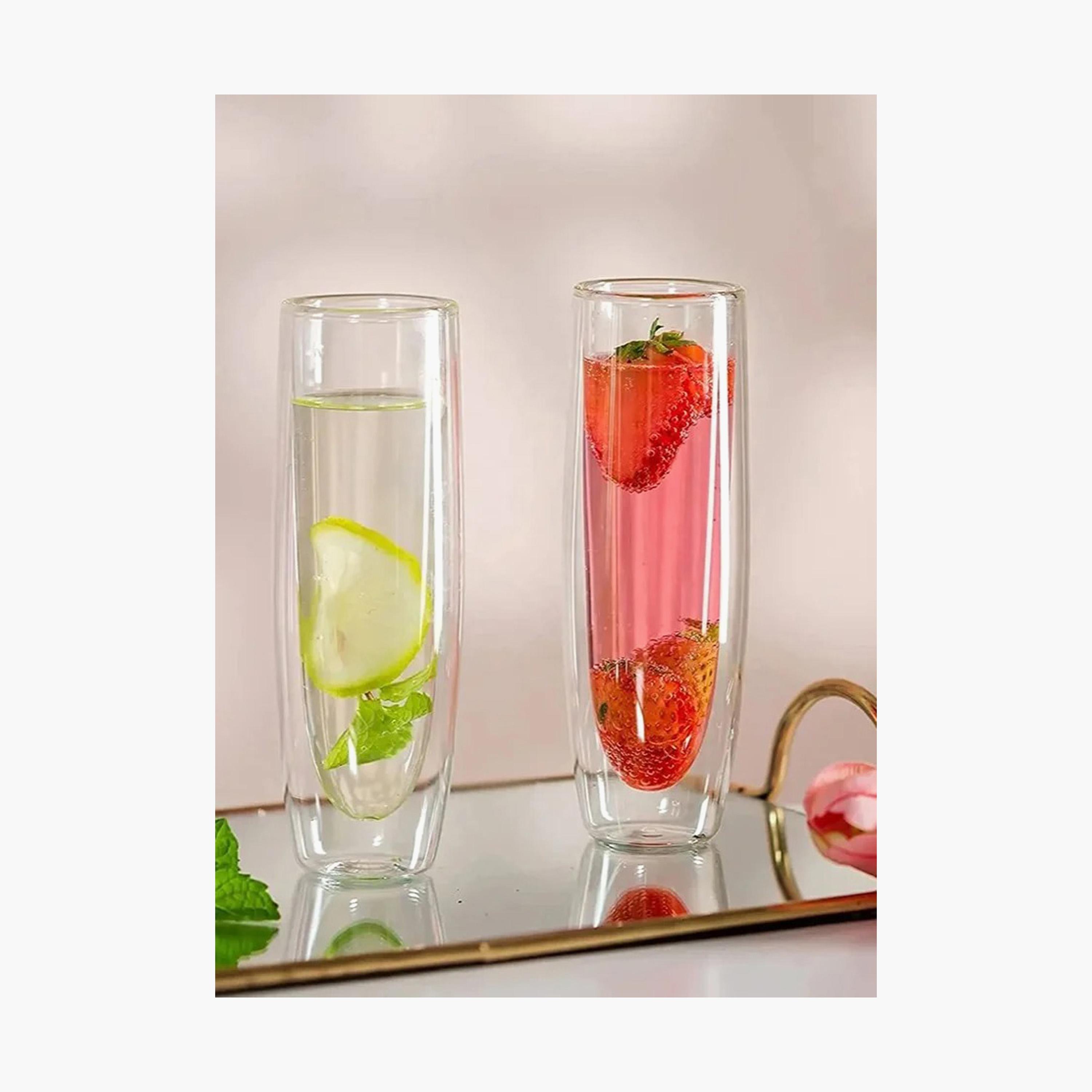Double Wall 2-Piece  Flute Glass Set - 250 ml-household-dining-glassware-stemware-image-1