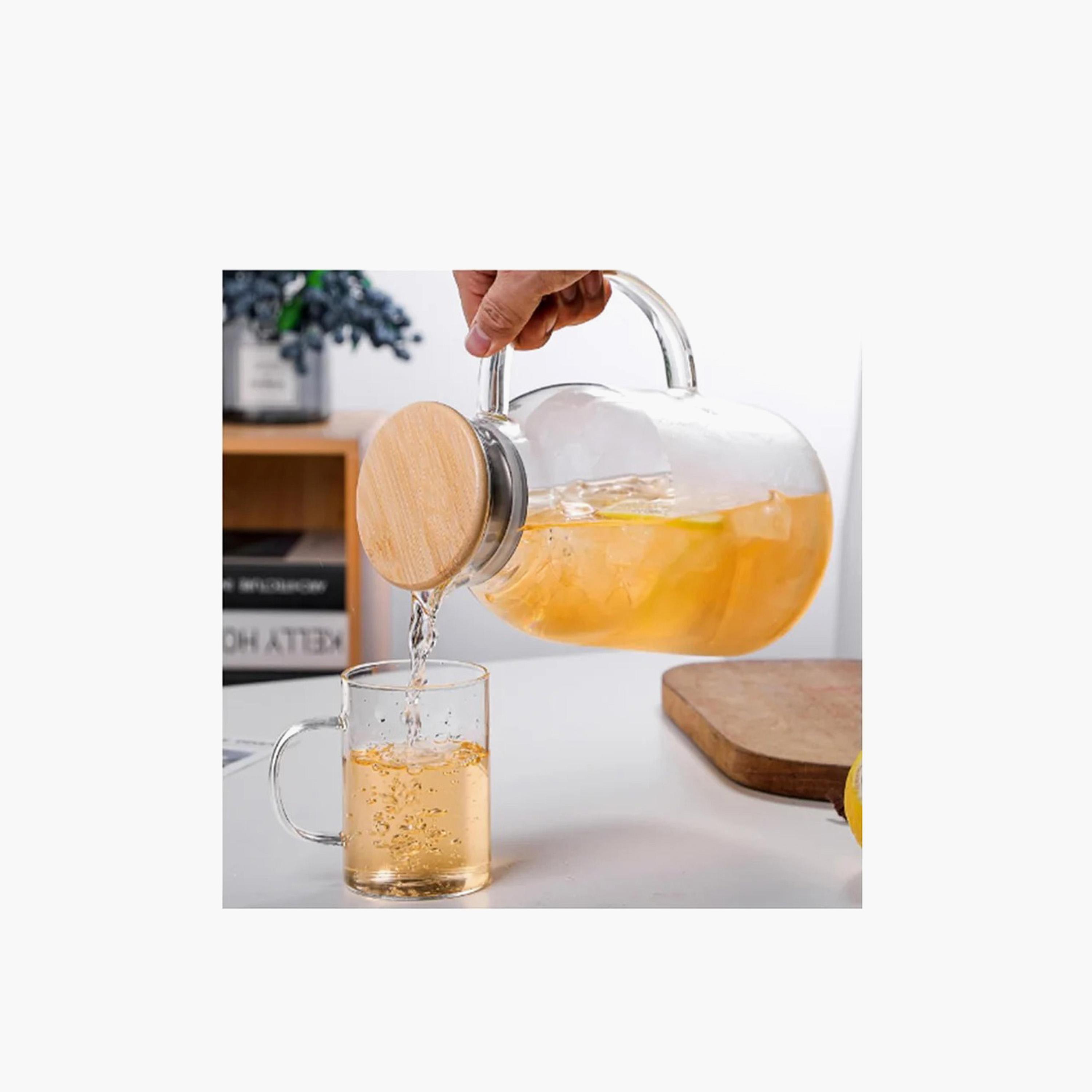 Borosilicate Glass Water Pitcher with Bamboo Lid - 1.8 L-household-dining-drinkserveware-jugsdecantersandcarafes-image-2