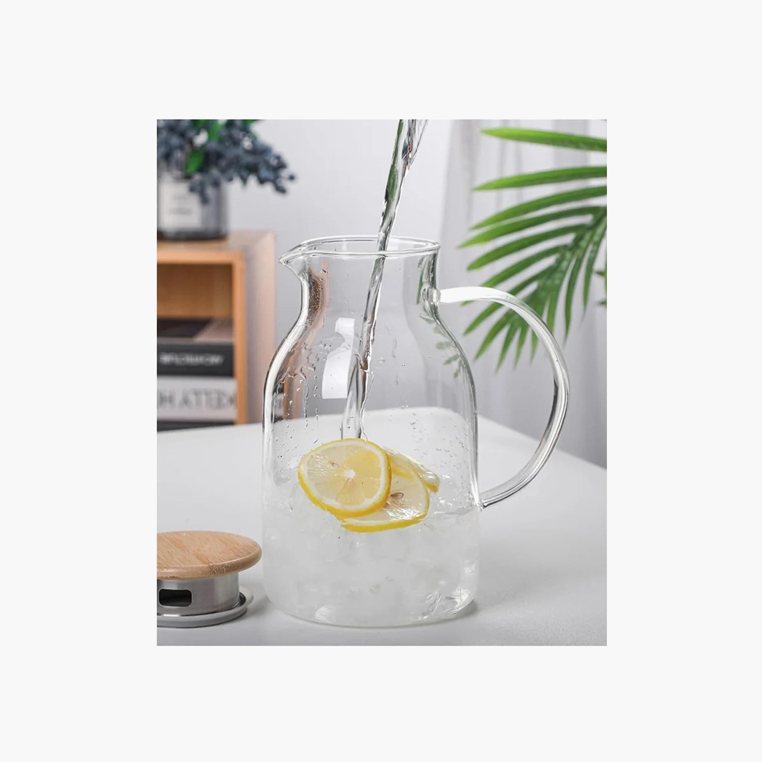 Borosilicate Glass Water Pitcher with Bamboo Lid - 1.8 L-household-dining-drinkserveware-jugsdecantersandcarafes-image-5