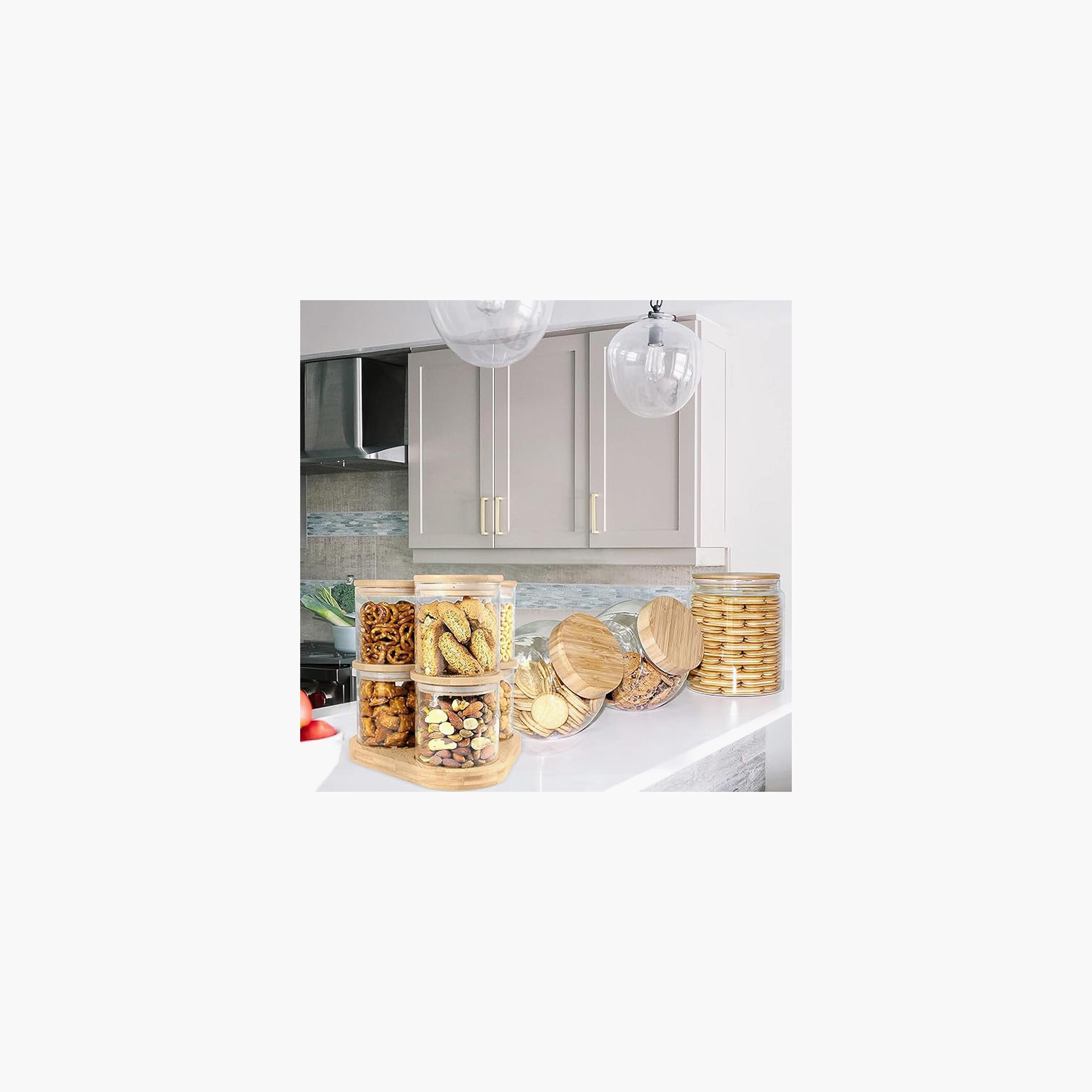 طقم جرات تخزين طعام 6 قطع بغطاء خيزران وقاعدة خشب من 1 تشيس-household-kitchen-foodstorage-canistersandjars-image-2