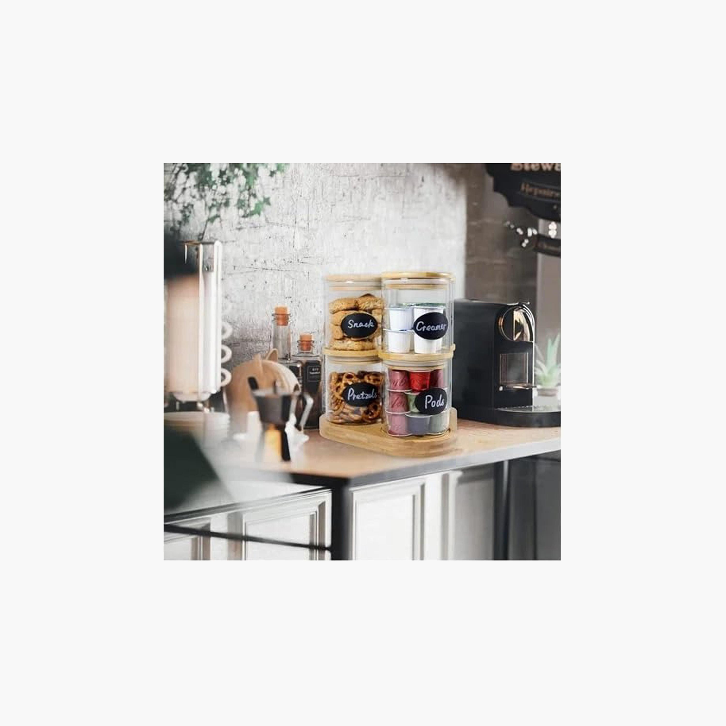 طقم جرات تخزين طعام 6 قطع بغطاء خيزران وقاعدة خشب من 1 تشيس-household-kitchen-foodstorage-canistersandjars-image-3