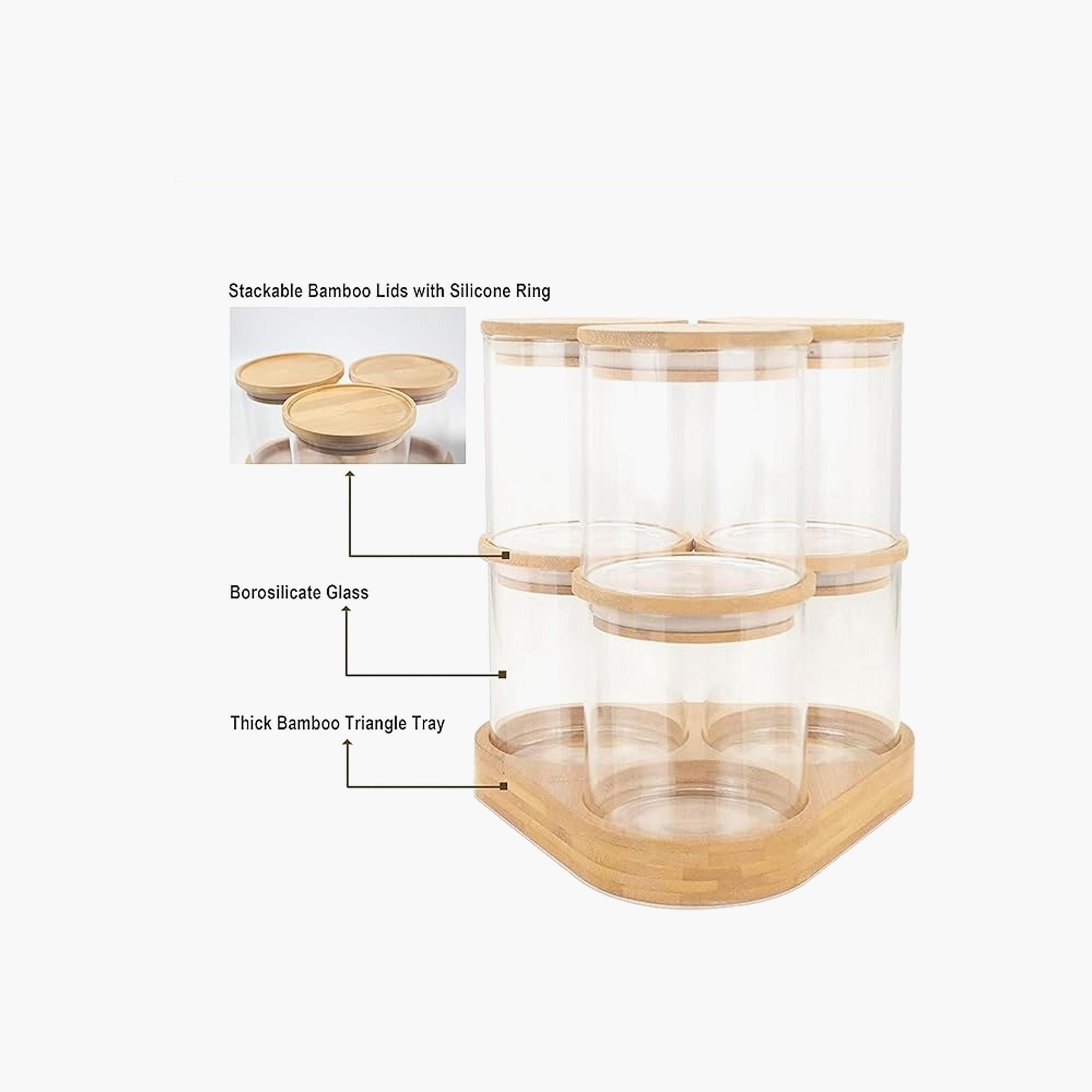 طقم جرات تخزين طعام 6 قطع بغطاء خيزران وقاعدة خشب من 1 تشيس-household-kitchen-foodstorage-canistersandjars-image-4