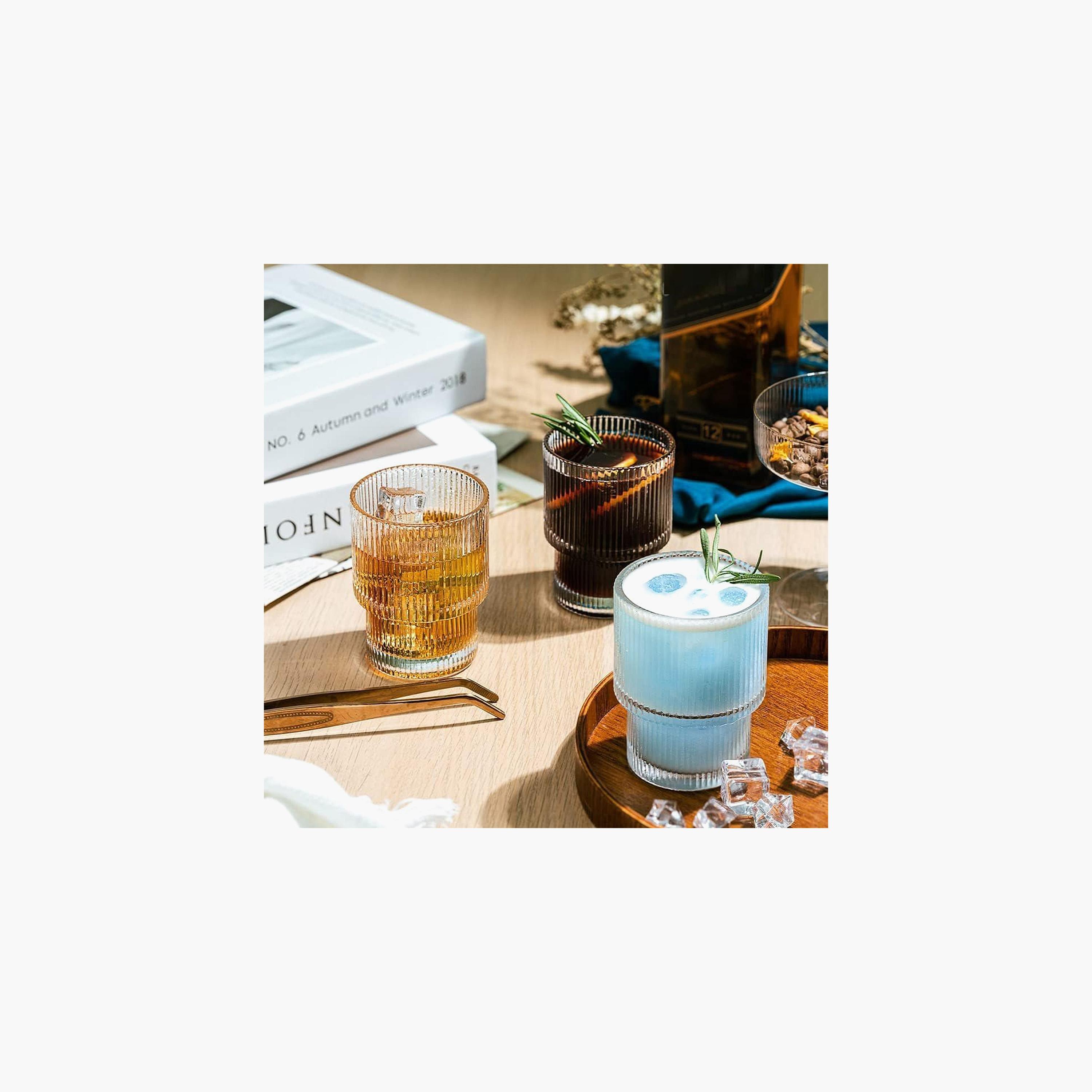 طقم أكواب زجاج مضلع مع قشات 4 قطع من وان تشيس - 320 مل-household-dining-glassware-drinkingglasses-image-2