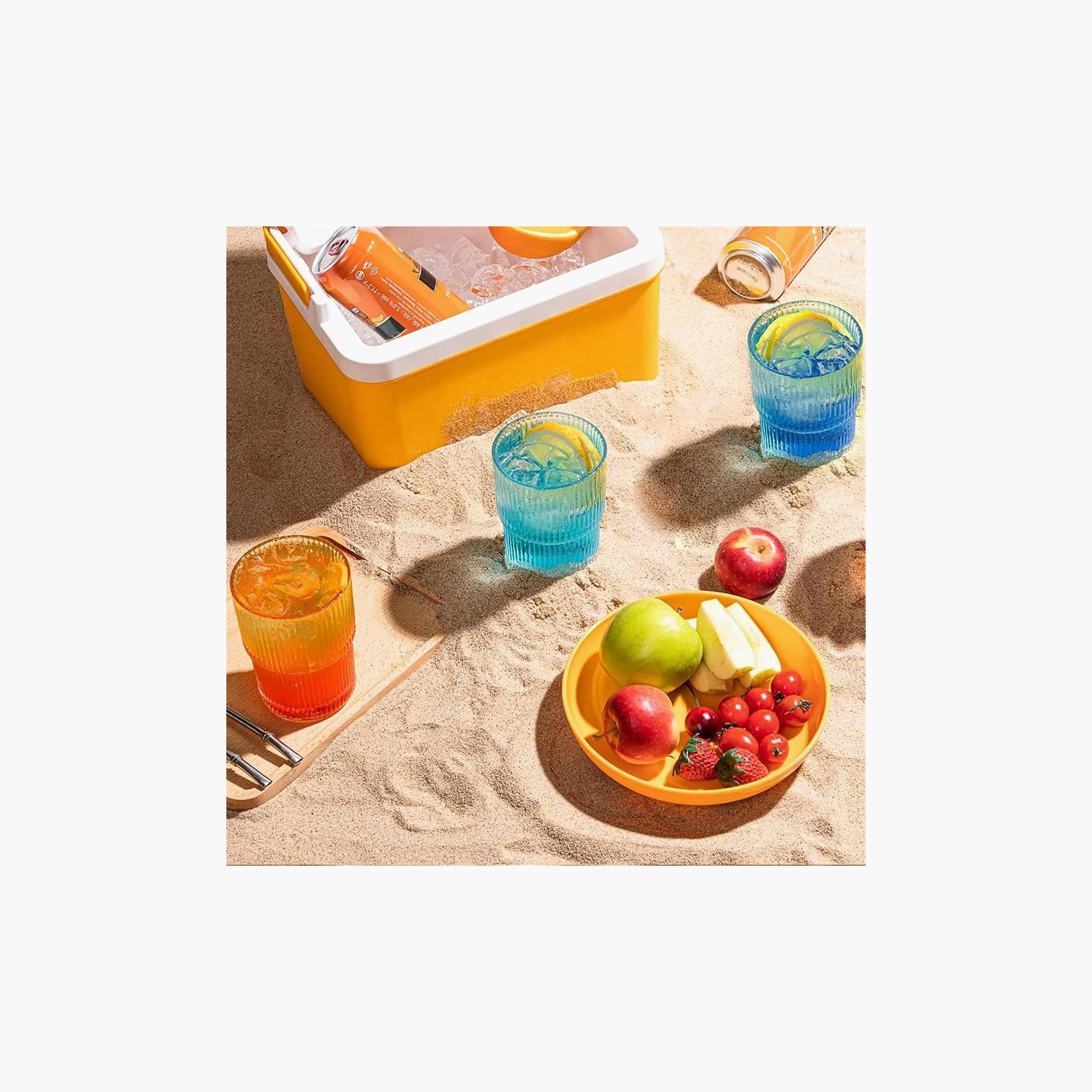 طقم أكواب زجاج مضلع مع قشات 4 قطع من وان تشيس - 320 مل-household-dining-glassware-drinkingglasses-image-3
