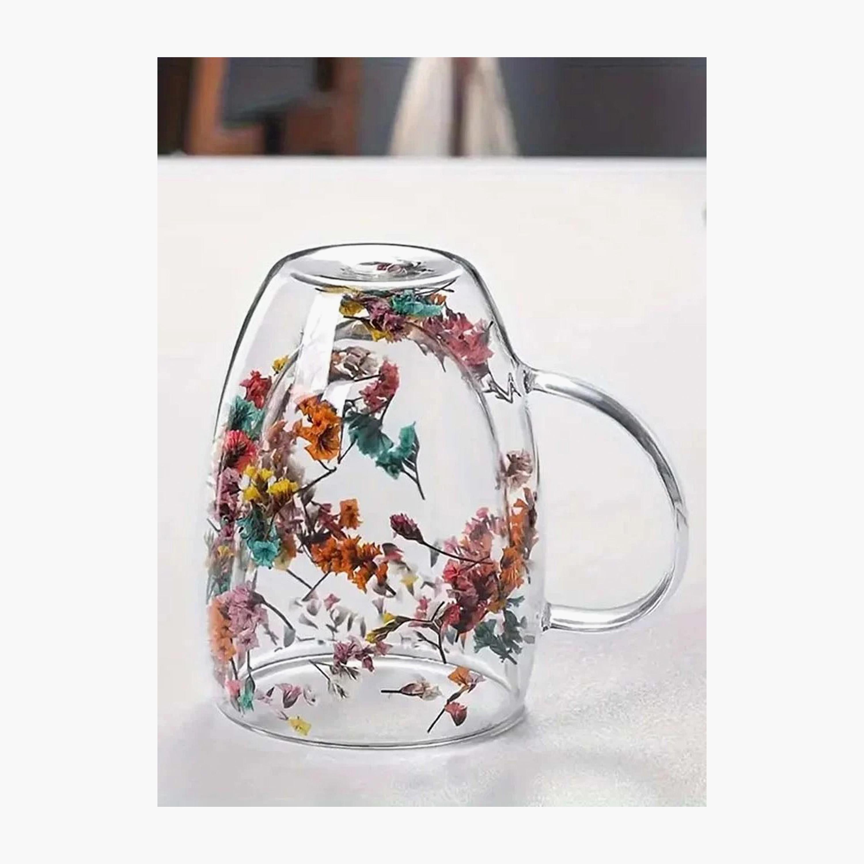 Borosilicate Glass 2-Piece Double Wall Flower Glass Coffee Cup Set - 350 ml-household-dining-teaandcoffee-mugsandcups-image-4