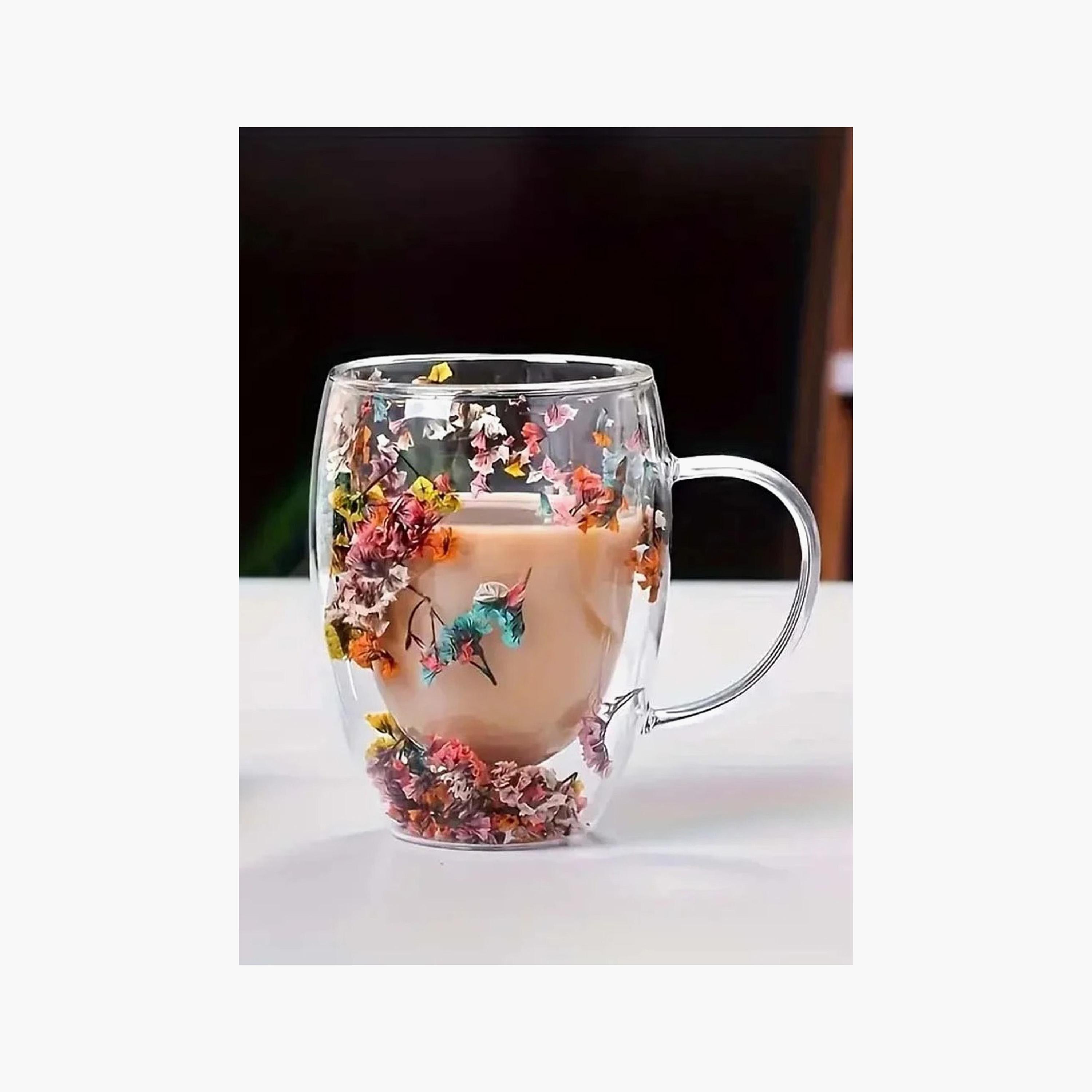 Borosilicate Glass 2-Piece Double Wall Flower Glass Coffee Cup Set - 350 ml-household-dining-teaandcoffee-mugsandcups-image-5