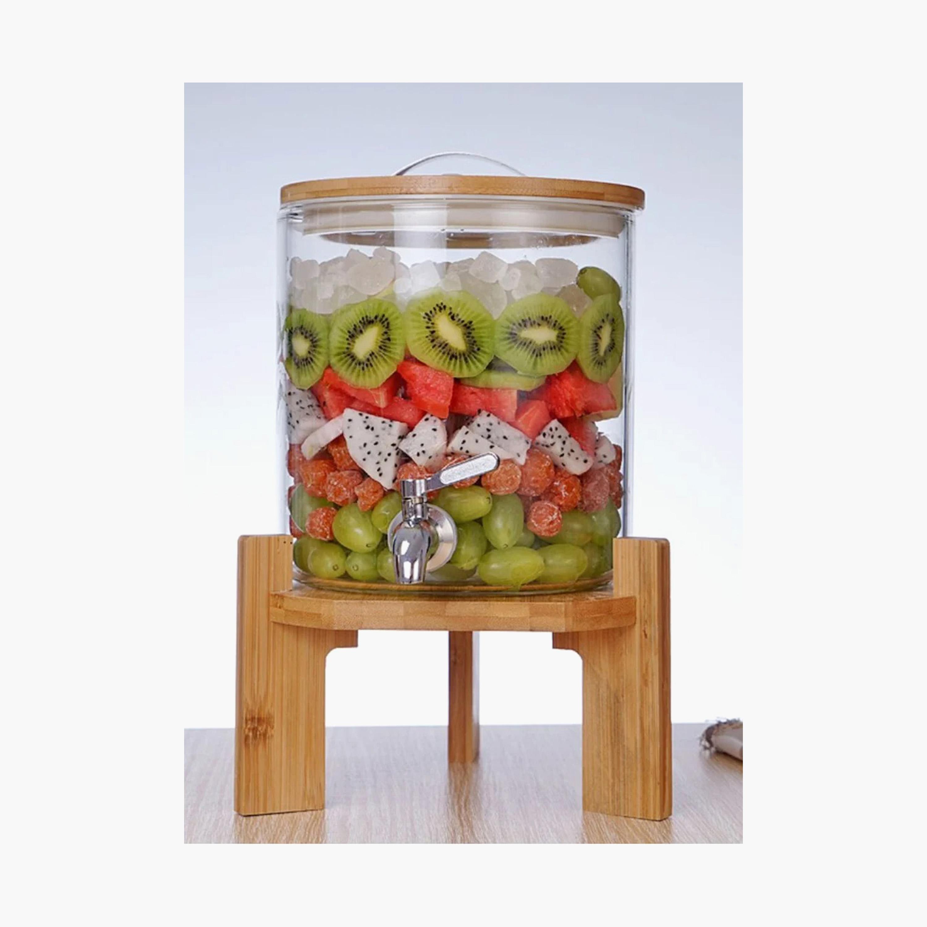 Borosilicate Glass Beverage Dispenser with Spigot and Wooden Stand - 5 L-household-dining-drinkserveware-dispensers-image-4