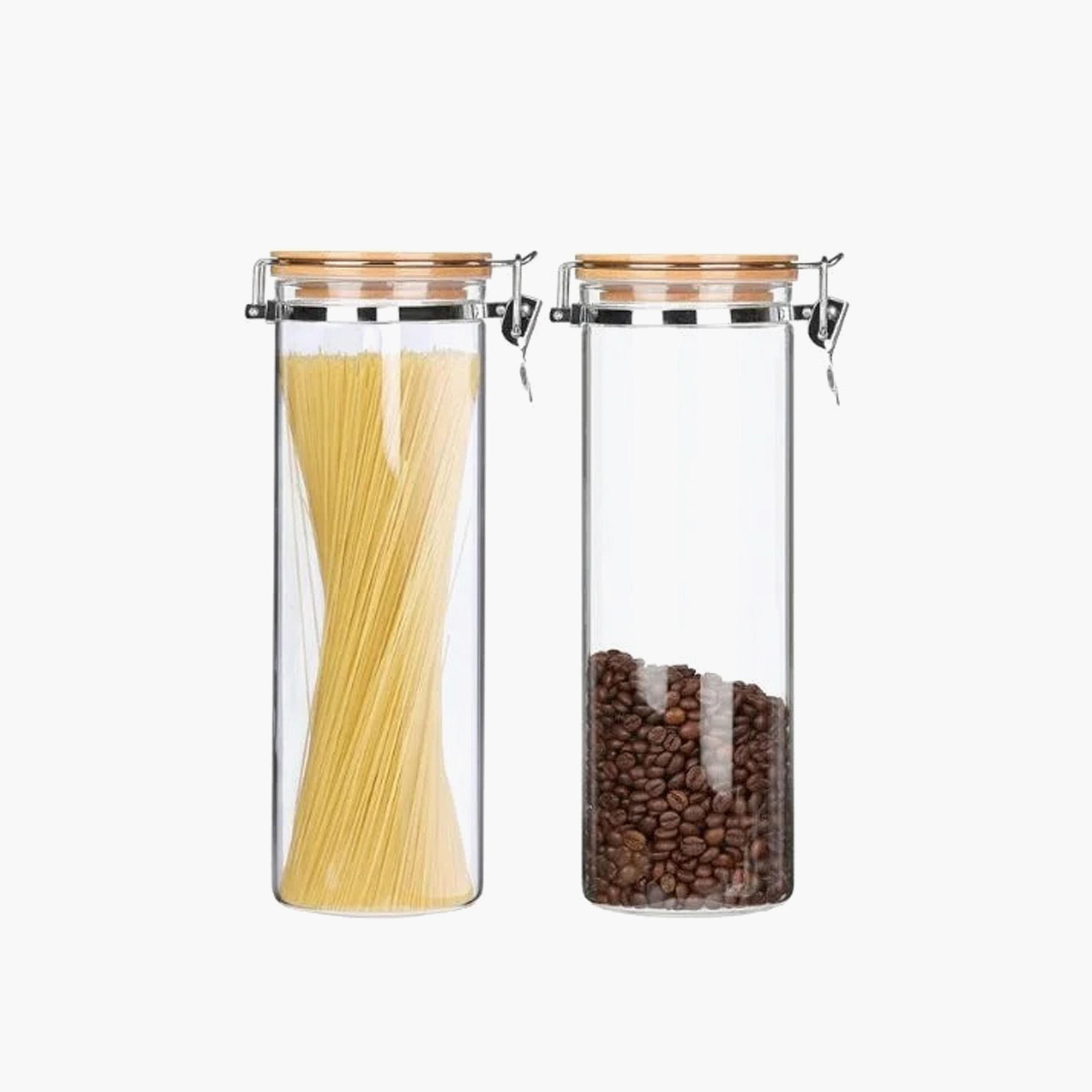 Borosilicate Glass 2-Piece  Storage Jar Set with Bamboo Lid - 1.4 L-household-kitchen-foodstorage-canistersandjars-image-1