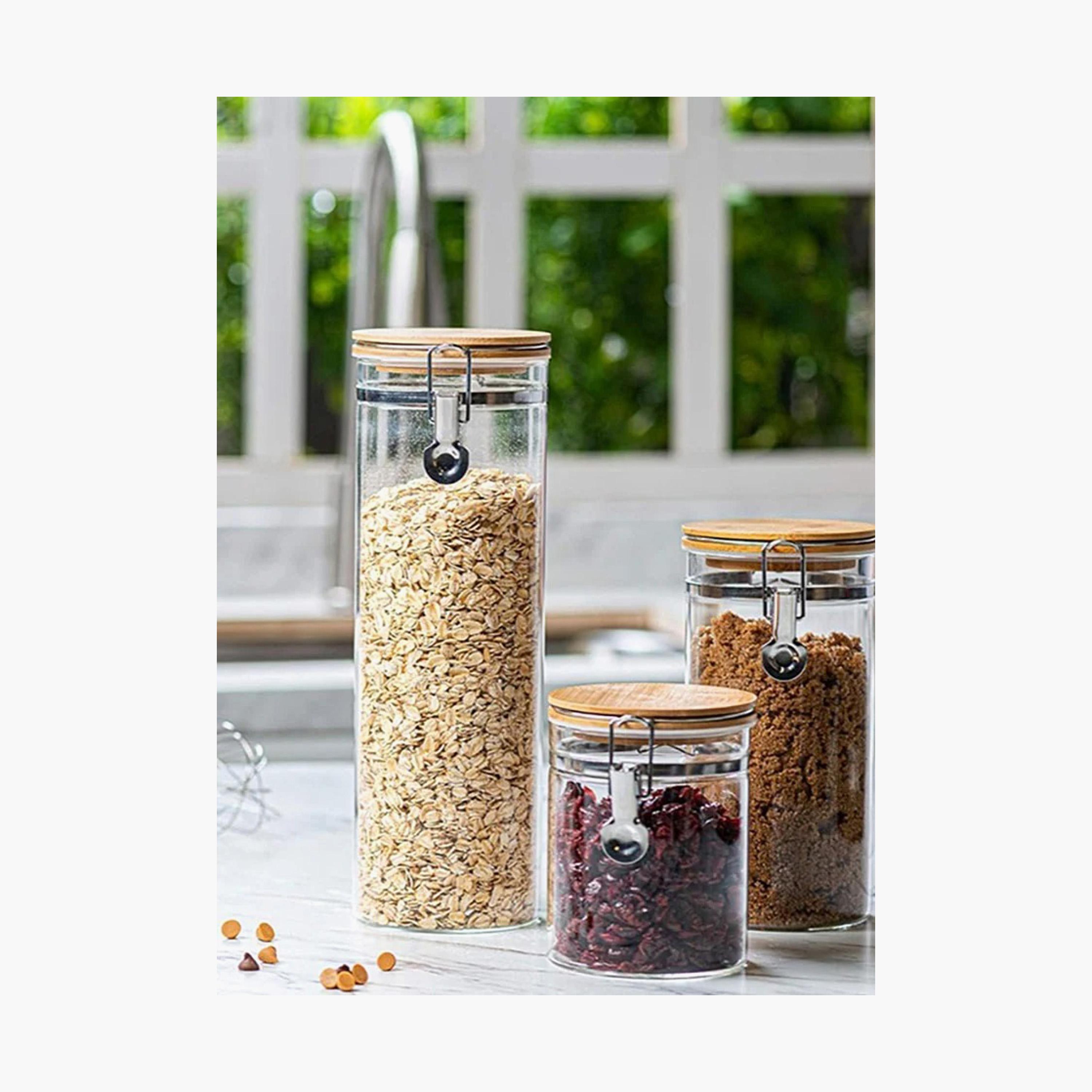 Borosilicate Glass 2-Piece  Storage Jar Set with Bamboo Lid - 1 L-household-kitchen-foodstorage-canistersandjars-image-3