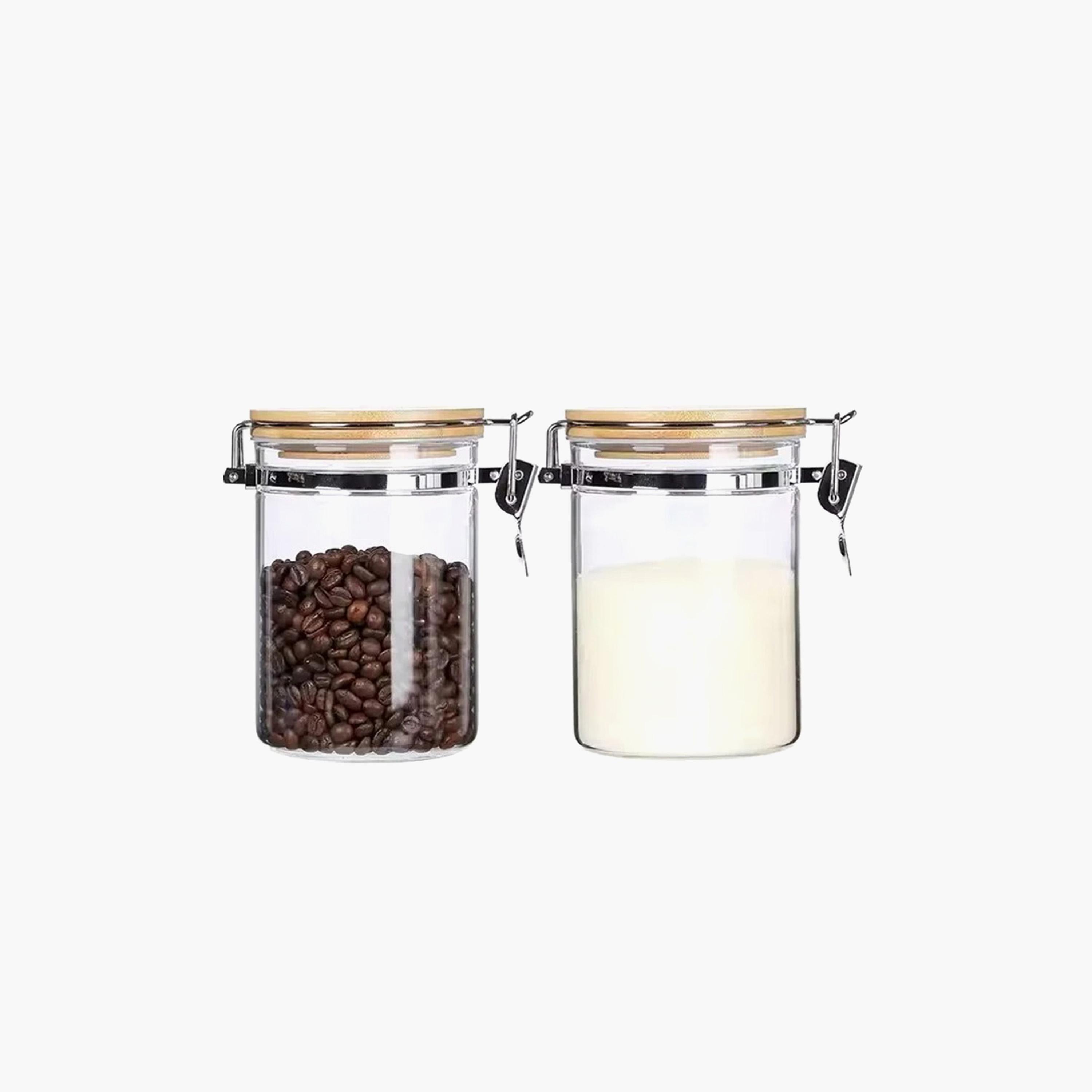 Borosilicate Glass 2-Piece  Storage Jar Set with Bamboo Lid - 750 ml-household-kitchen-foodstorage-canistersandjars-image-1