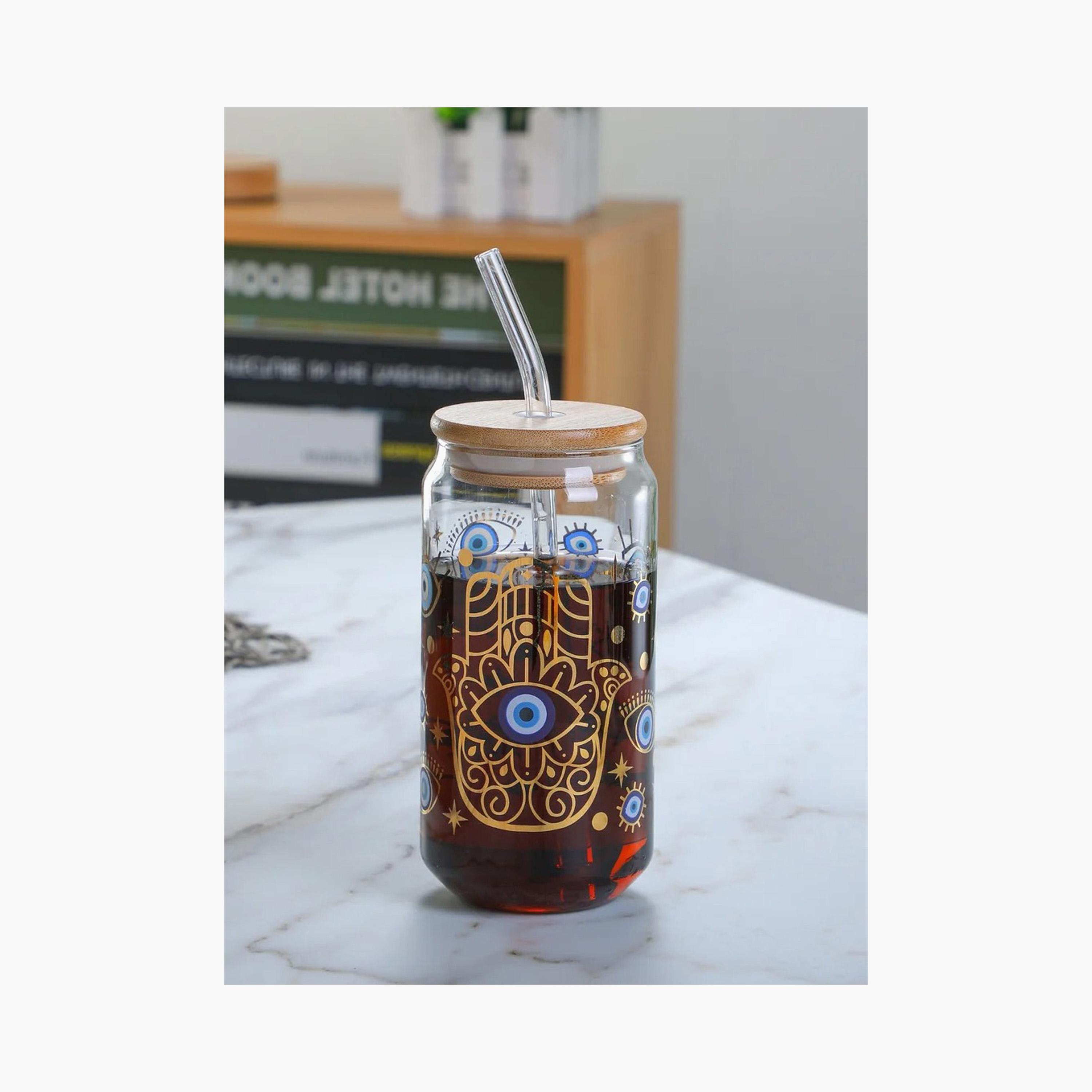 طقم أكواب بوروسيليكات بقشة وغطاء وطبعات قطعتين من 1 تشيس - 550 مل-household-dining-teaandcoffee-travelmugsandsippers-image-1