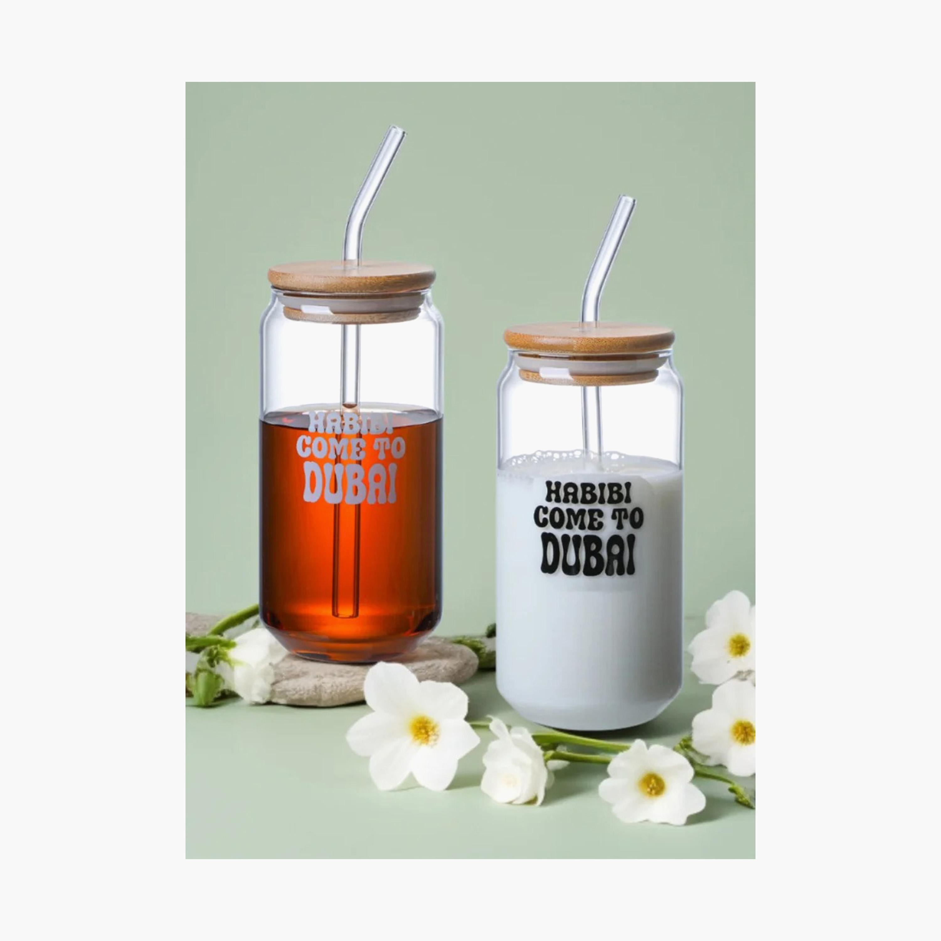 طقم أكوب زجاج للشرب قطعتين مع غطاء وقشة من البورسليكات من 1تشيس - 550 مل-household-dining-teaandcoffee-travelmugsandsippers-image-3