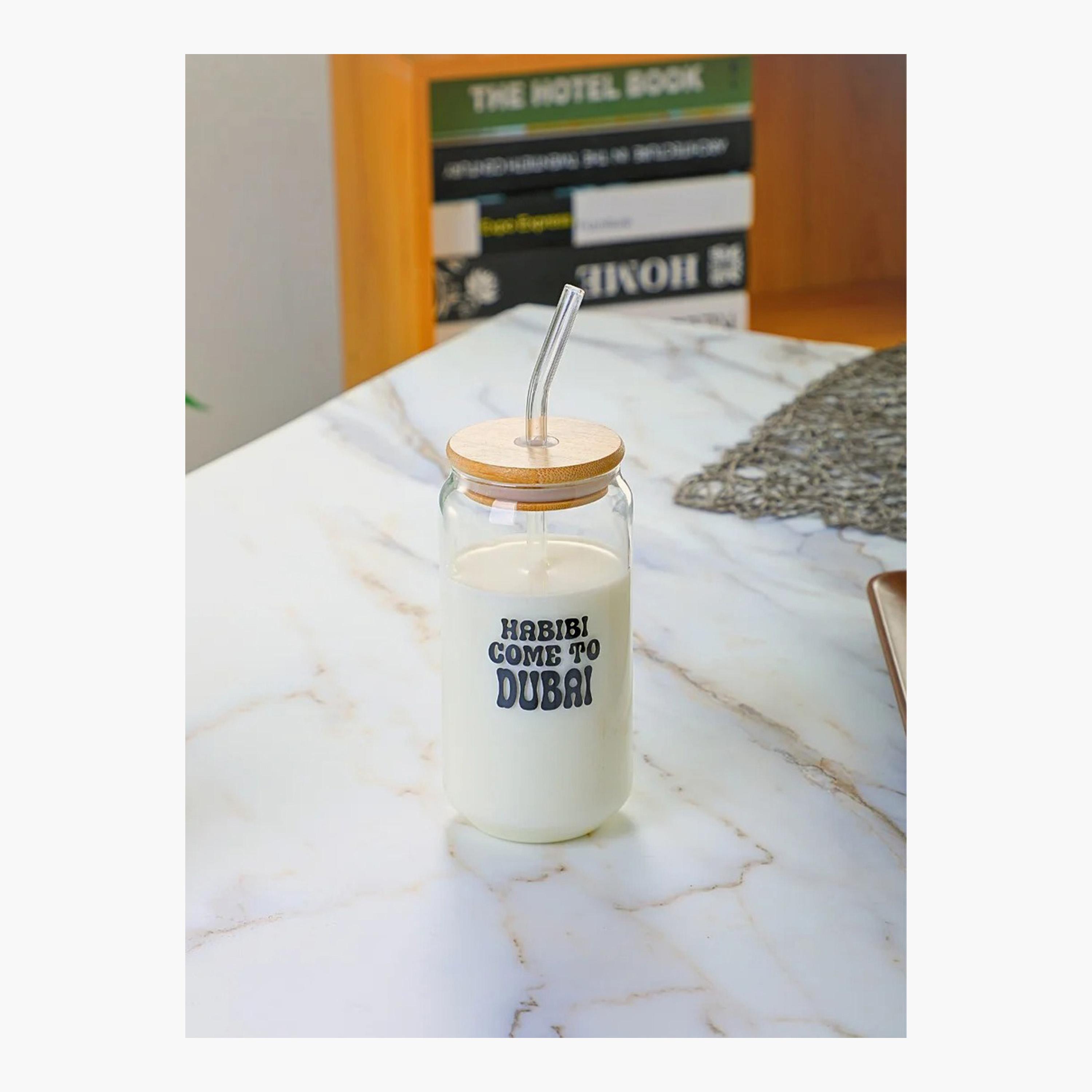 طقم أكوب زجاج للشرب قطعتين مع غطاء وقشة من البورسليكات من 1تشيس - 550 مل-household-dining-teaandcoffee-travelmugsandsippers-image-1