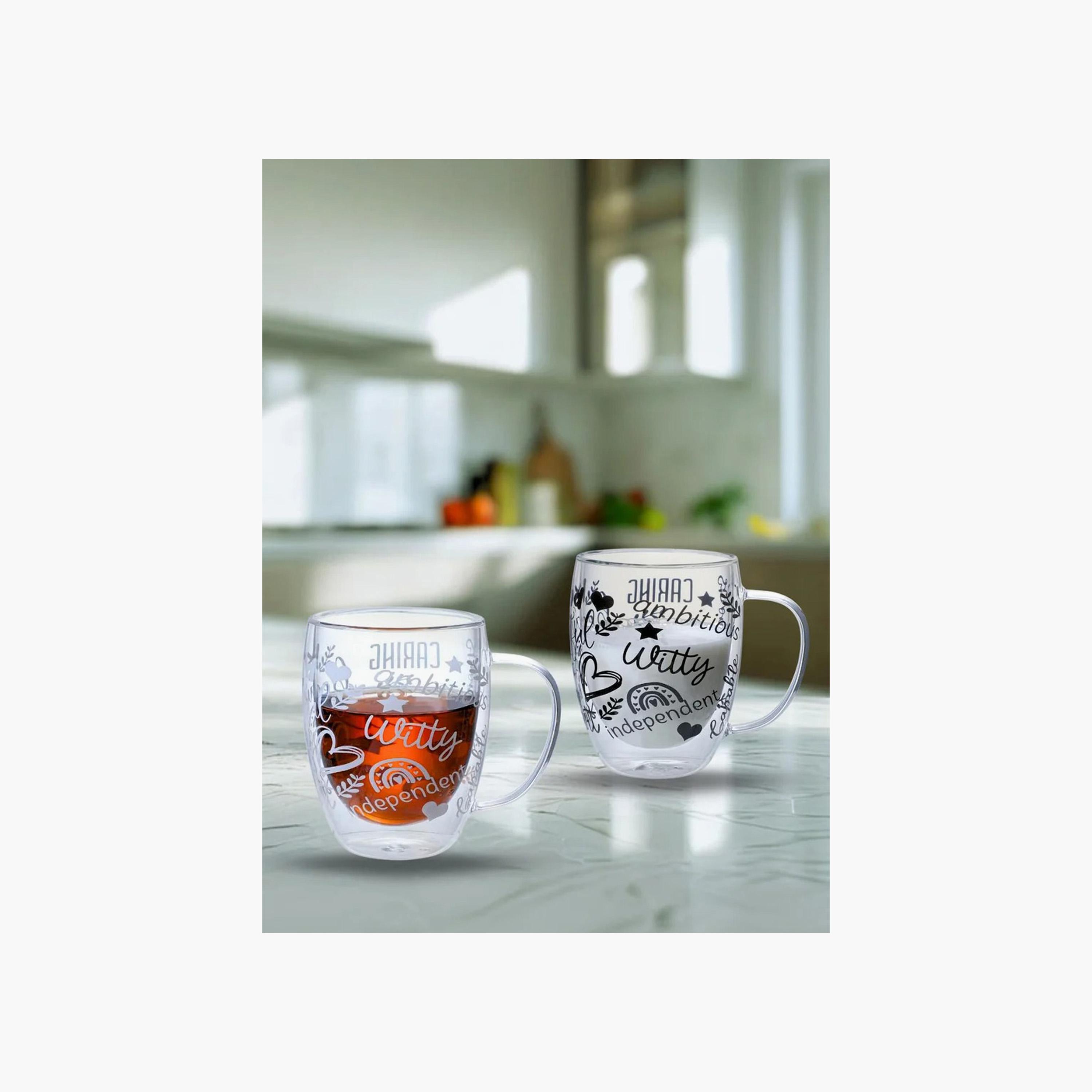 طقم أكواب زجاج مزدوجة الجدار بورسليكات بطبعات ومقبض قطعتين من 1 تشيس - 350 مل-household-dining-teaandcoffee-mugsandcups-image-1