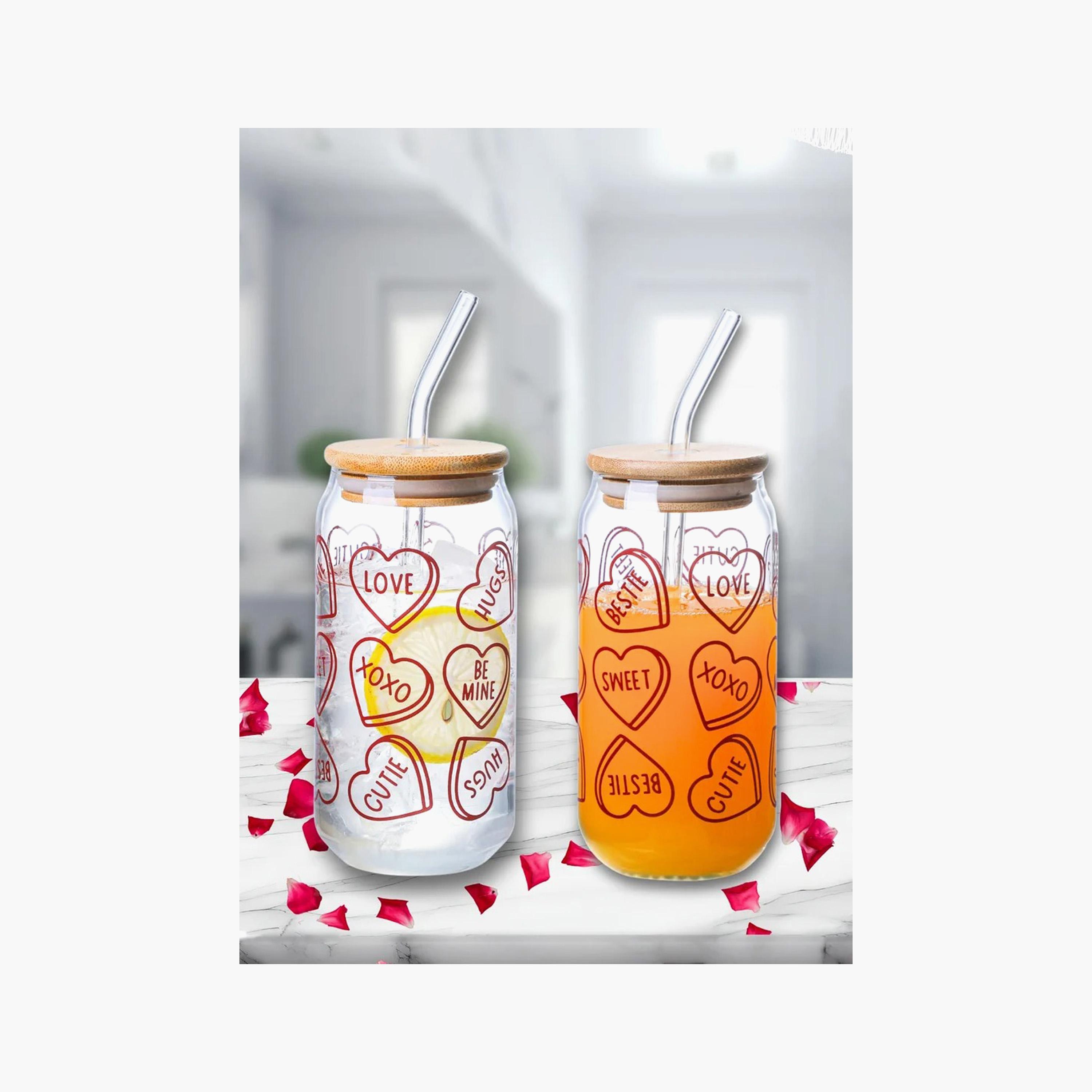 طقم أكواب زجاج بوروسيليكات بطبعات وقشة وغطاء من 1 تشيس - 350 مل-household-dining-teaandcoffee-travelmugsandsippers-image-3