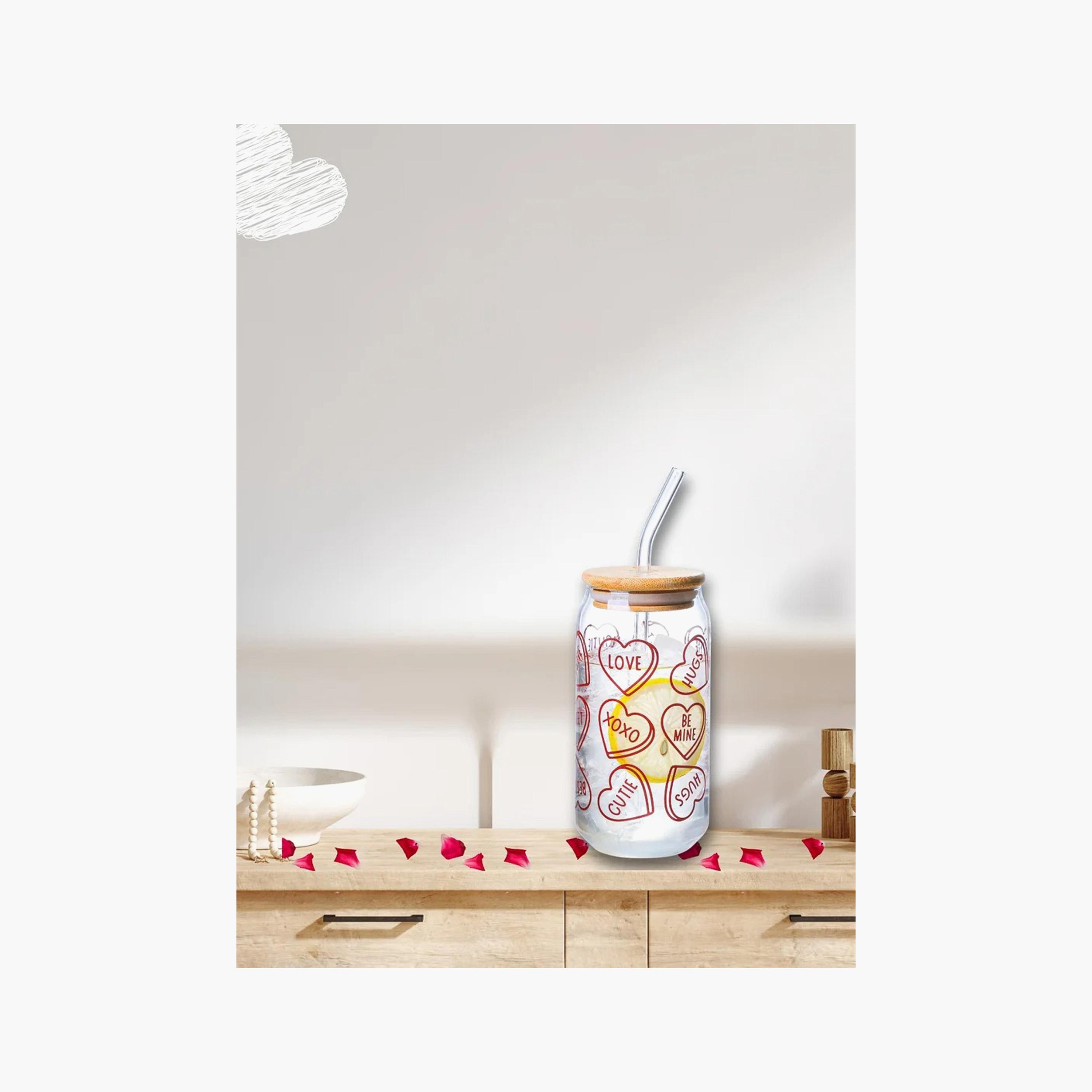 طقم أكواب زجاج بوروسيليكات بطبعات وقشة وغطاء من 1 تشيس - 350 مل-household-dining-teaandcoffee-travelmugsandsippers-image-2