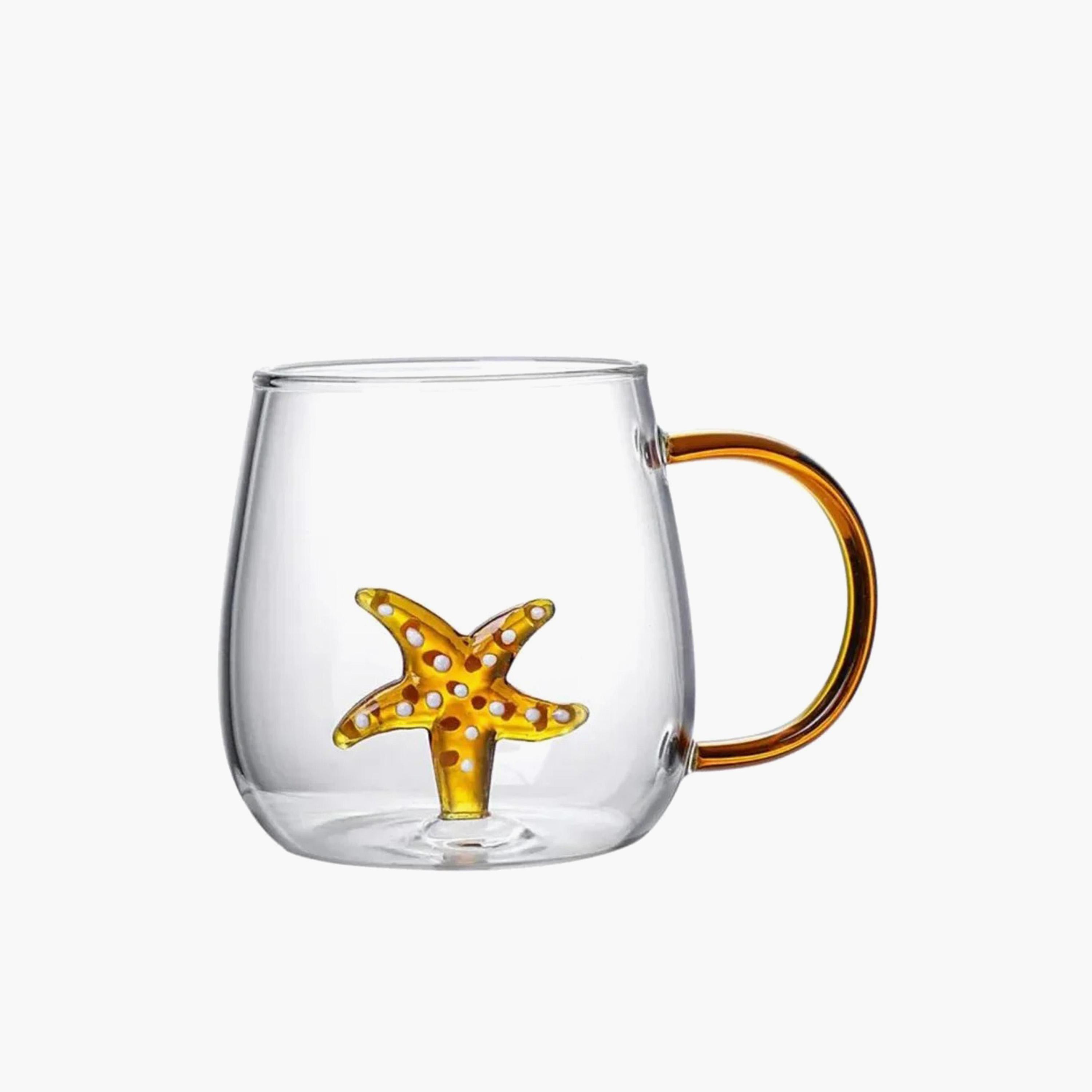 Star Fish Accent Borosilicate Glass with Handle - 300 ml-household-dining-teaandcoffee-mugsandcups-image-1