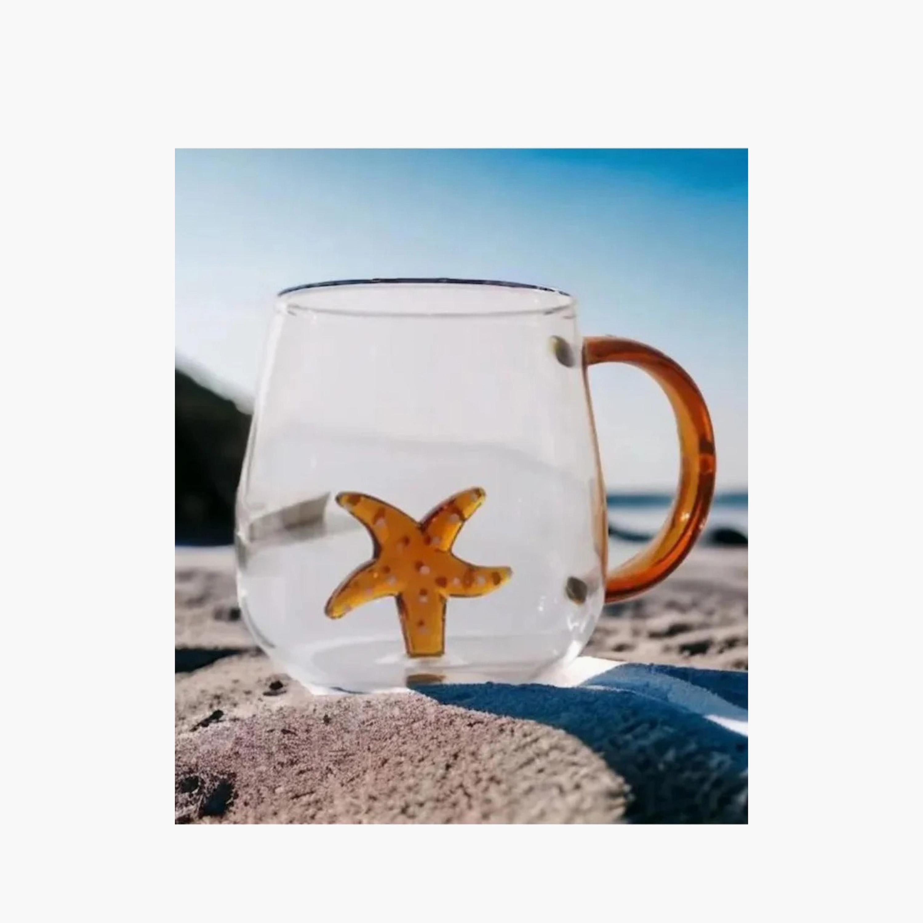 Star Fish Accent Borosilicate Glass with Handle - 300 ml-household-dining-teaandcoffee-mugsandcups-image-3