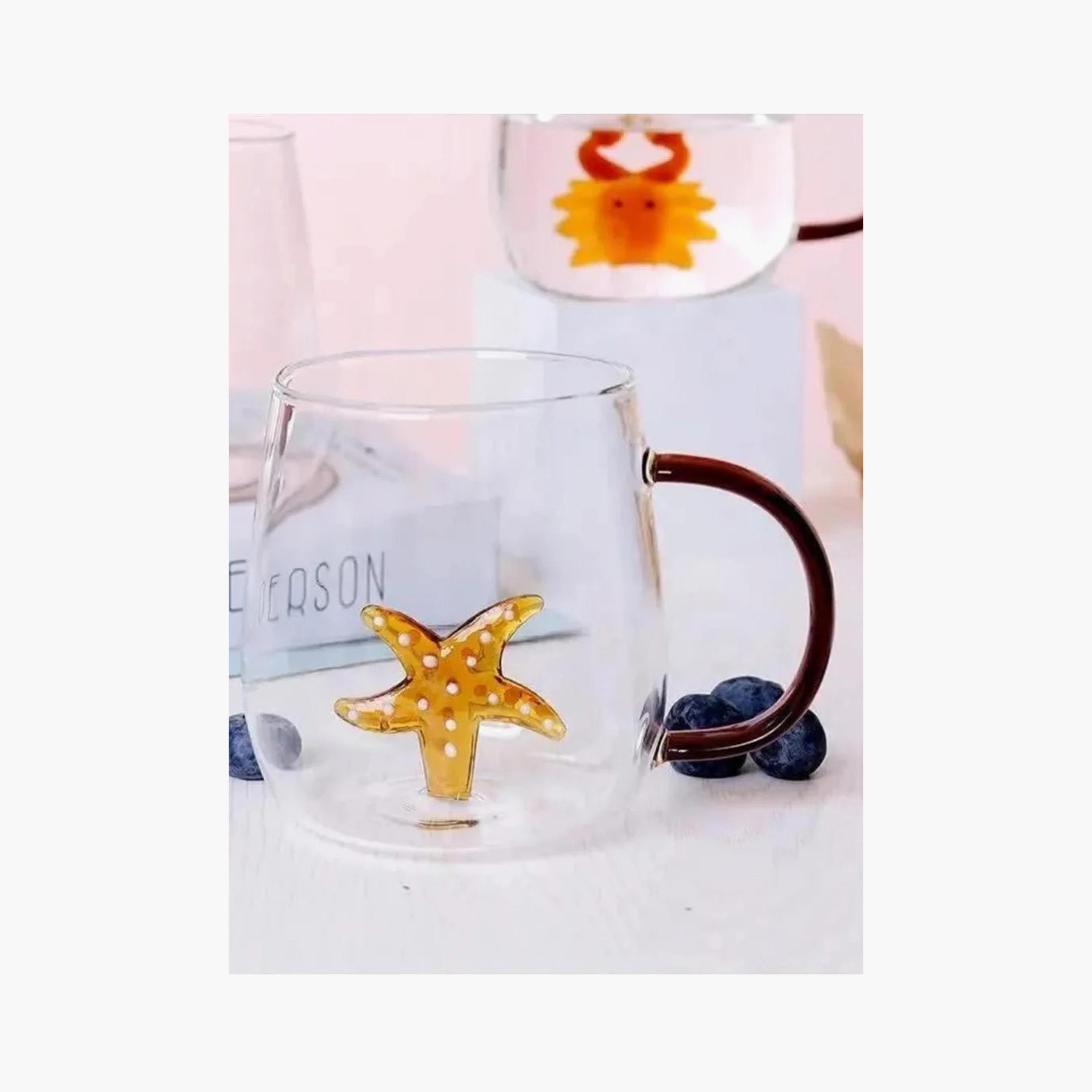 Star Fish Accent Borosilicate Glass with Handle - 300 ml-household-dining-teaandcoffee-mugsandcups-image-4