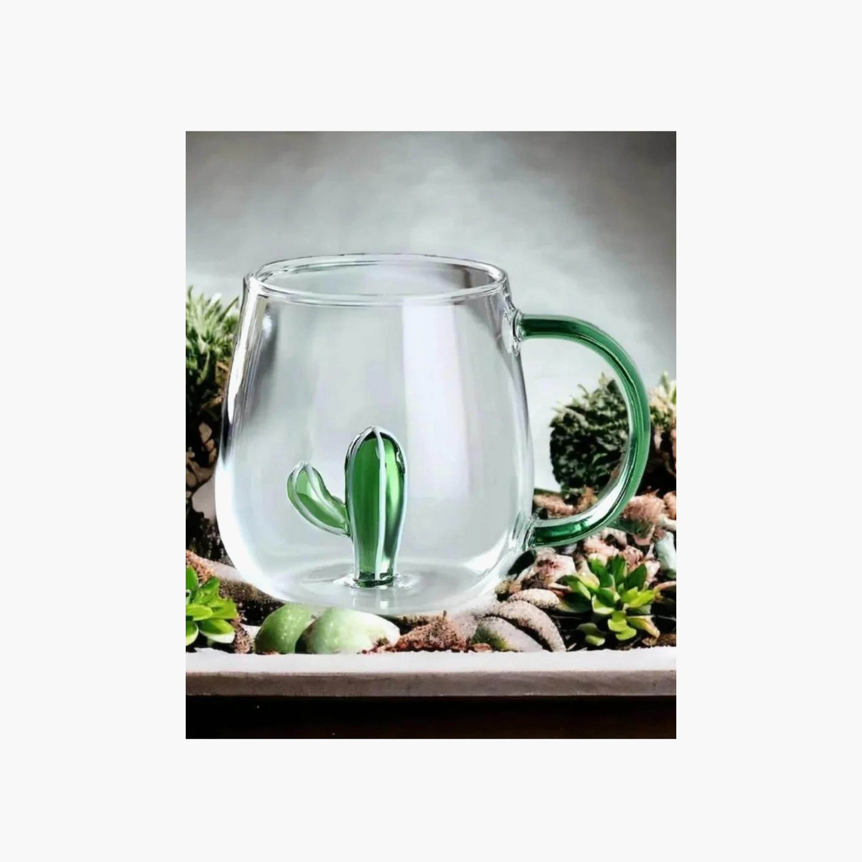 Cactus Accent Borosilicate Glass Cup with Handle - 300 ml-household-dining-teaandcoffee-mugsandcups-image-3