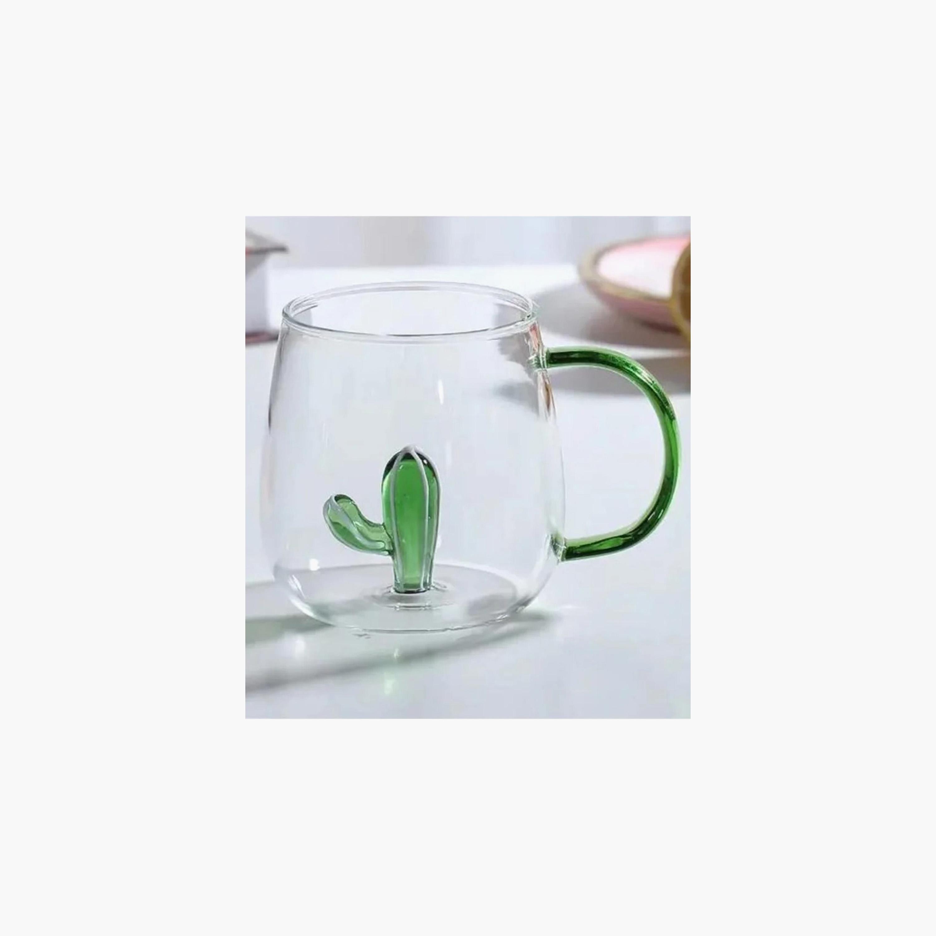Cactus Accent Borosilicate Glass Cup with Handle - 300 ml-household-dining-teaandcoffee-mugsandcups-image-4