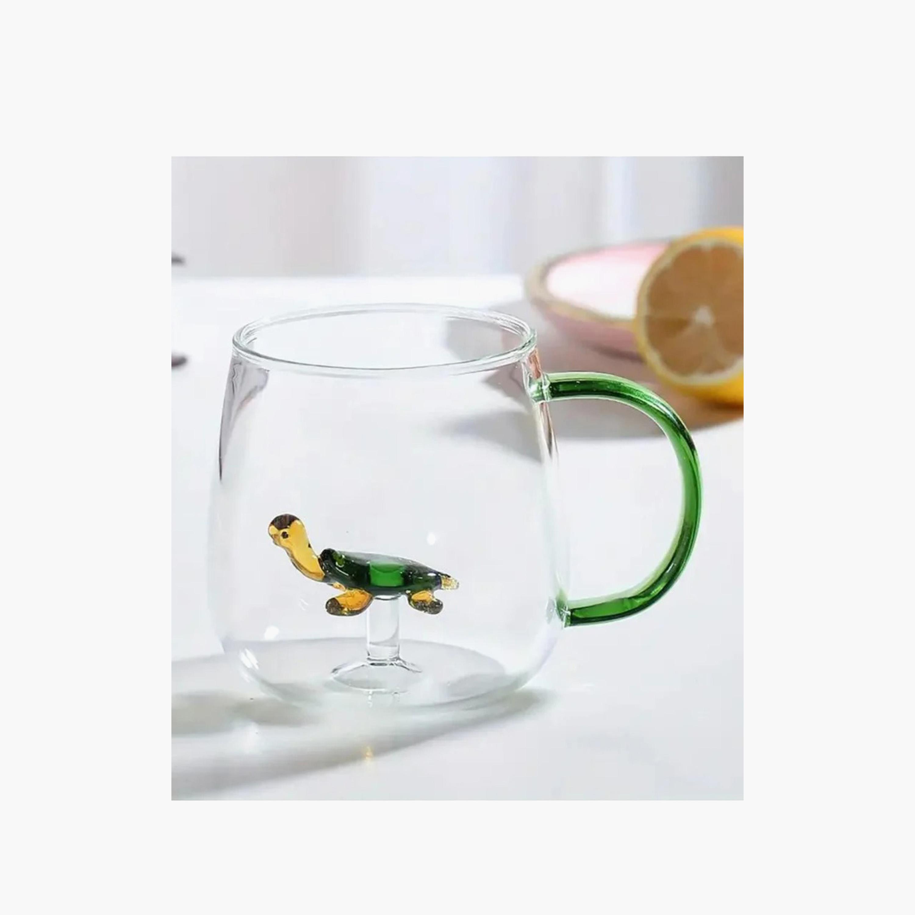 Tortoise Accent Borosilicate Glass Coffee Cup with Handle - 300 ml-household-dining-teaandcoffee-mugsandcups-image-1