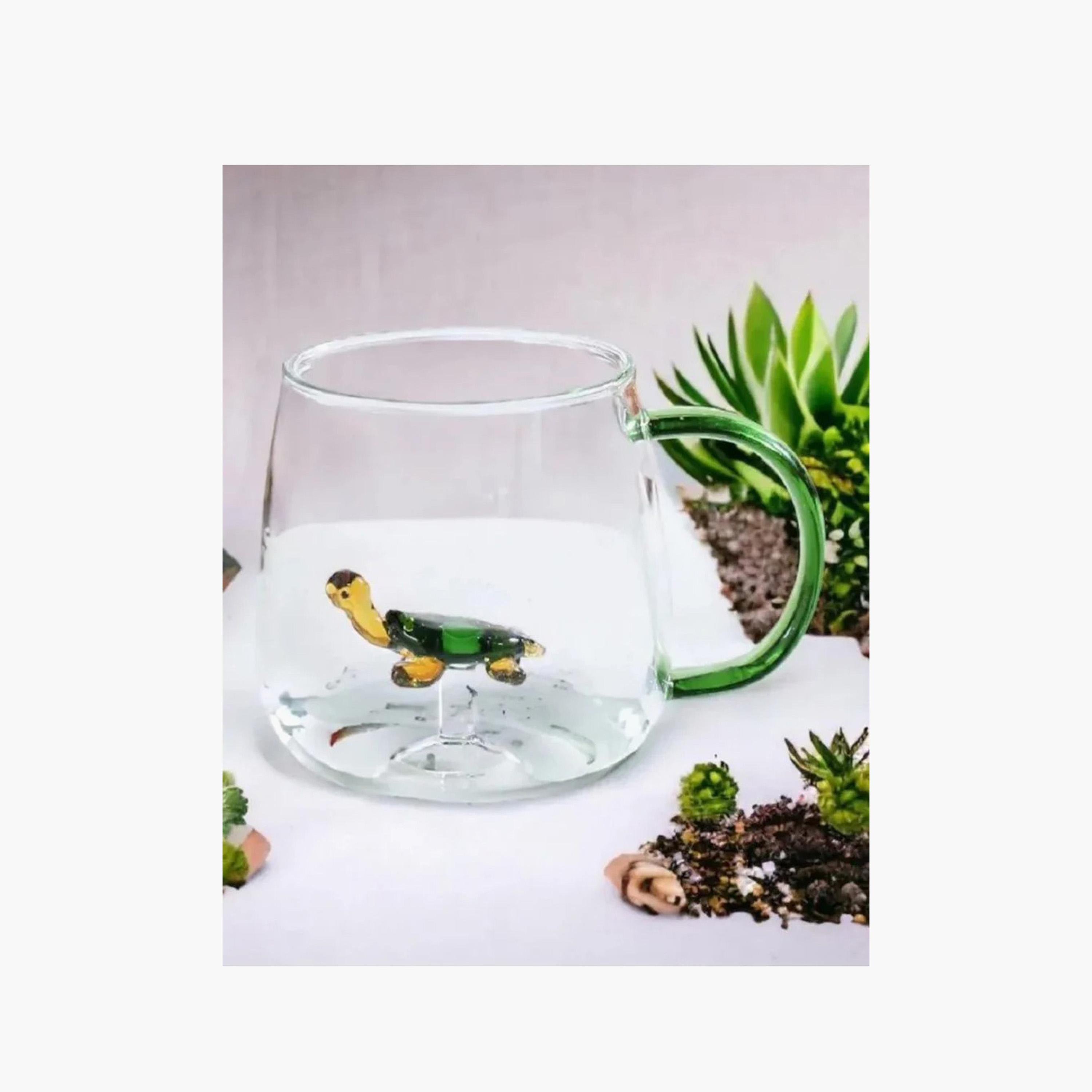 Tortoise Accent Borosilicate Glass Coffee Cup with Handle - 300 ml-household-dining-teaandcoffee-mugsandcups-image-2