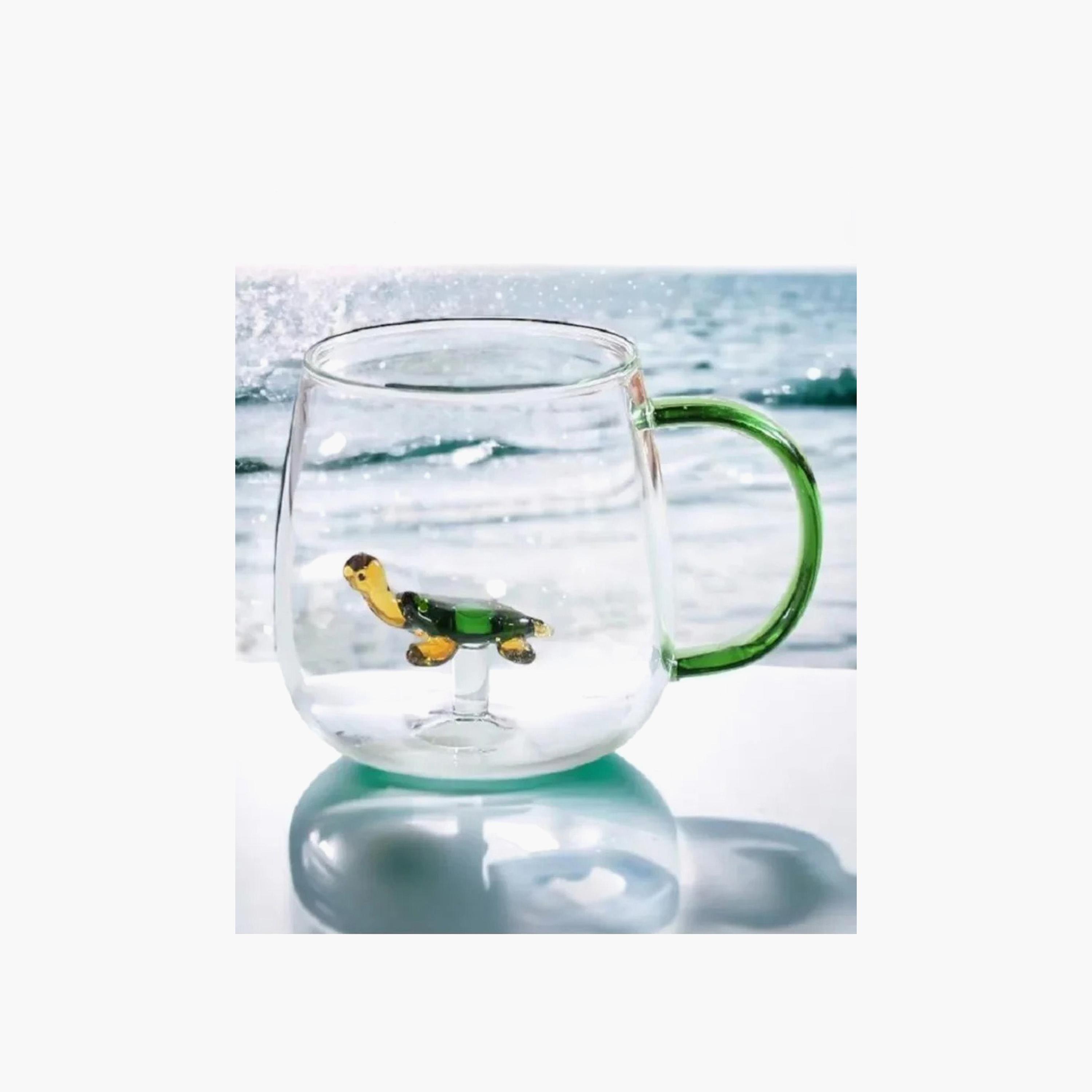 Tortoise Accent Borosilicate Glass Coffee Cup with Handle - 300 ml-household-dining-teaandcoffee-mugsandcups-image-3
