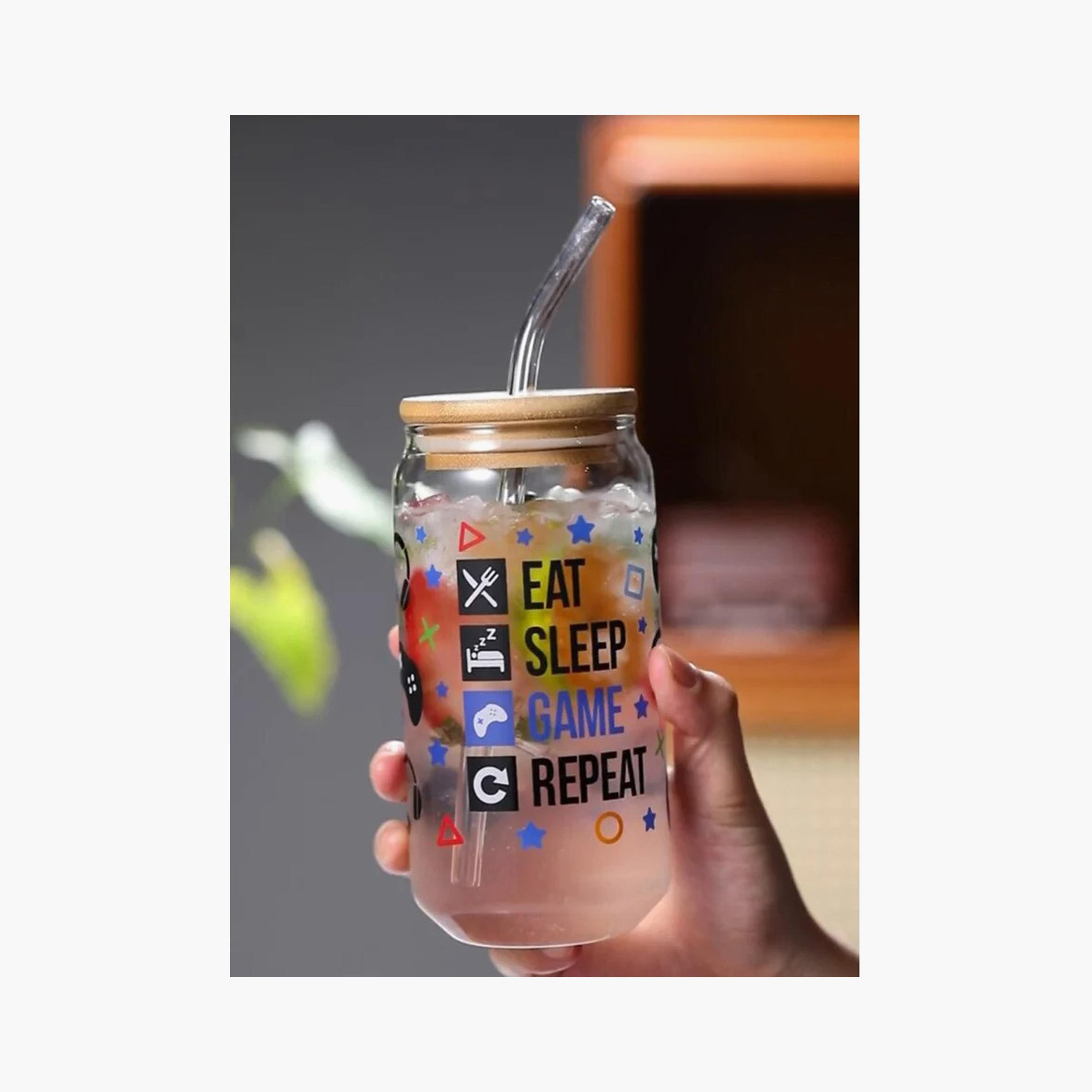 طقم أكوب زجاج على شكل علبة ألعاب قطعتين وغطاء من الخيزران من 1تشيس - 550 مل-household-dining-teaandcoffee-travelmugsandsippers-image-2