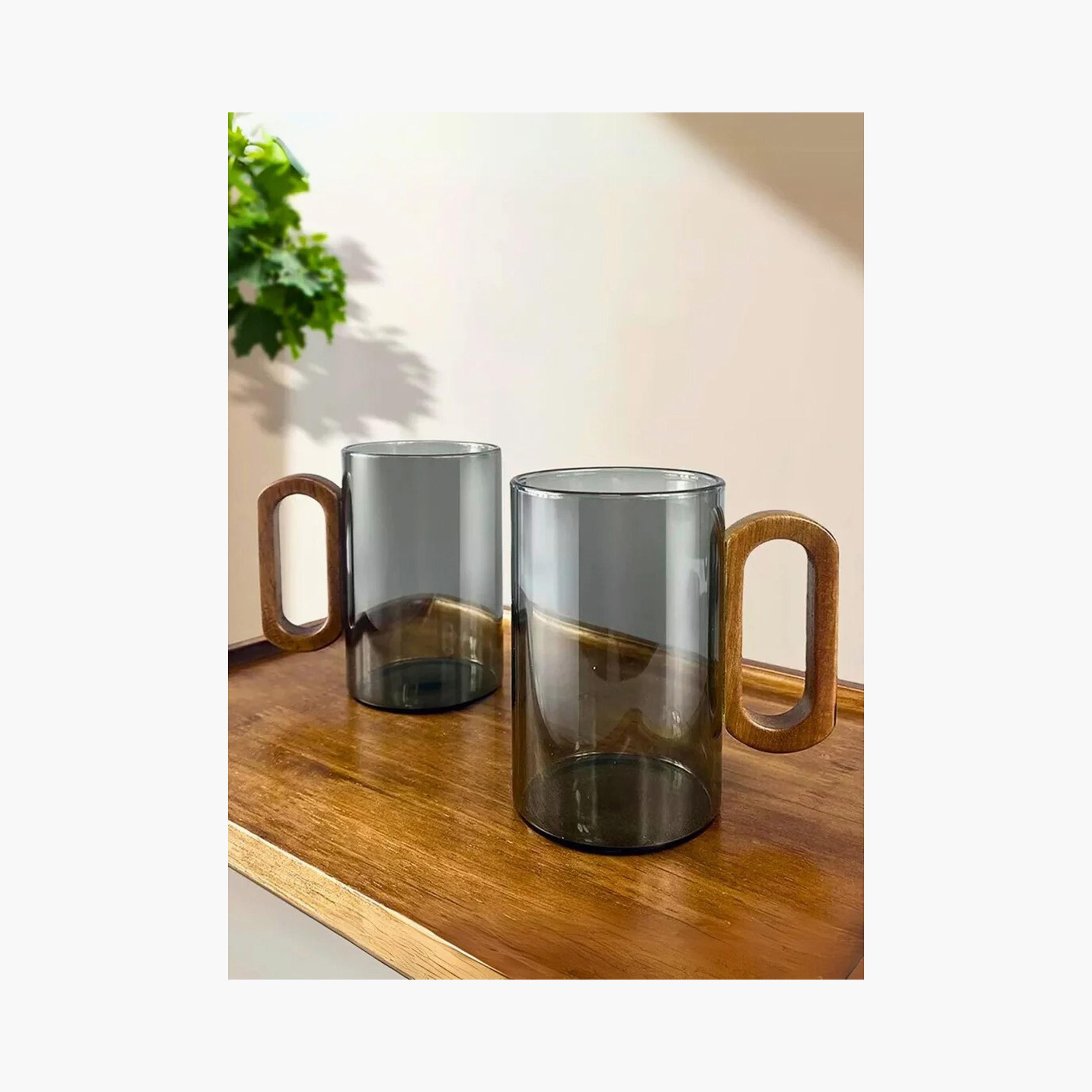 Borosilicate Glass 2-Piece  Mug Set with Handle - 350 ml-household-dining-teaandcoffee-mugsandcups-image-1