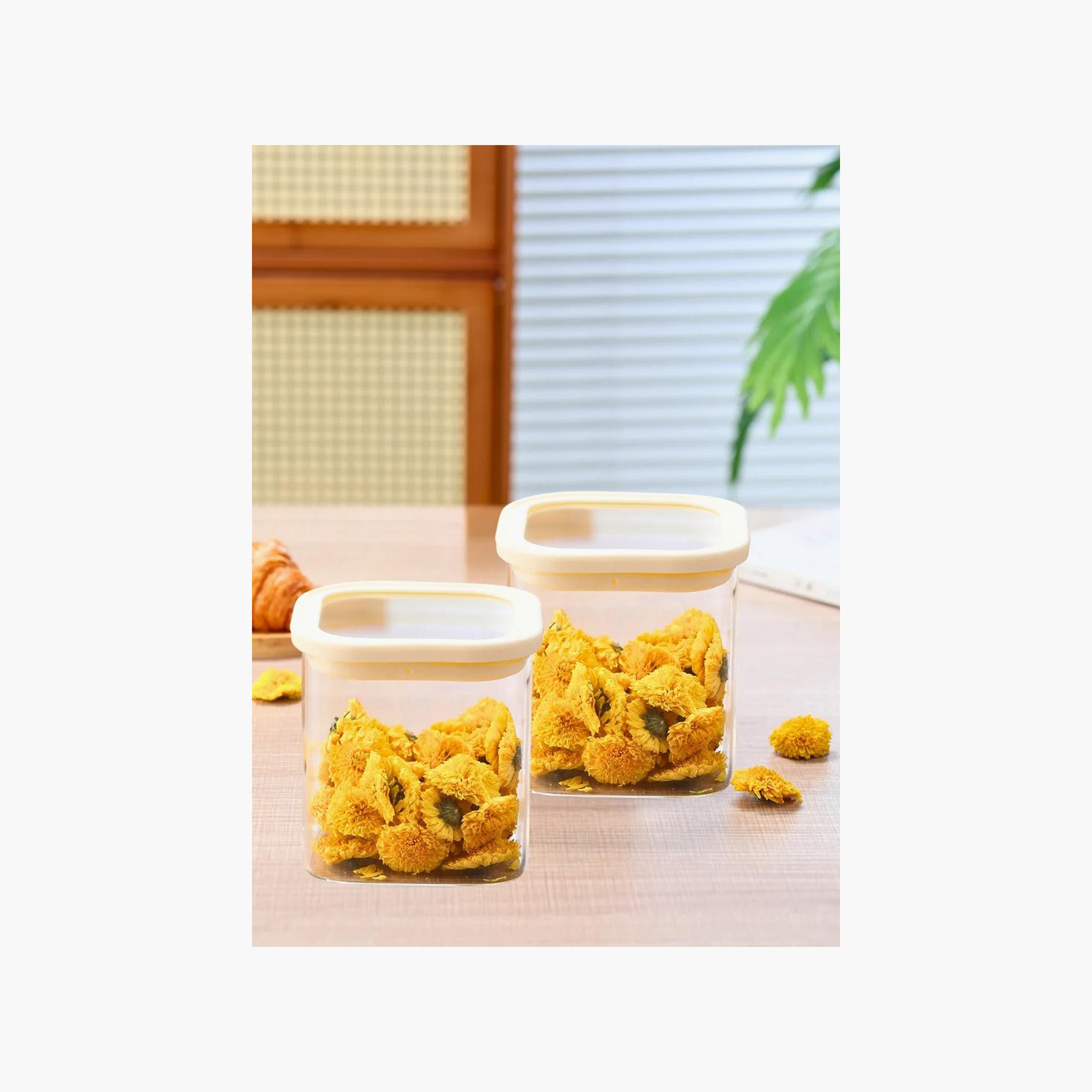 برطمان تخزين محكم الغلق مع غطاء سيليكون من ون تشيس - 1100 مل - مجموعة من قطعتين-household-kitchen-foodstorage-canistersandjars-image-1